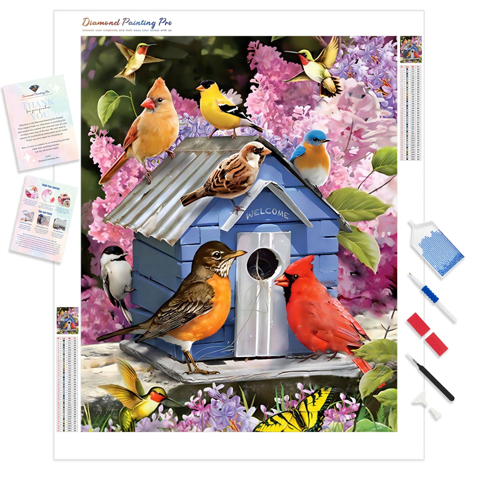 Birdhouse | Diamond Painting Kit - Full Drill - Square or Round Diamonds with AB Drills Option