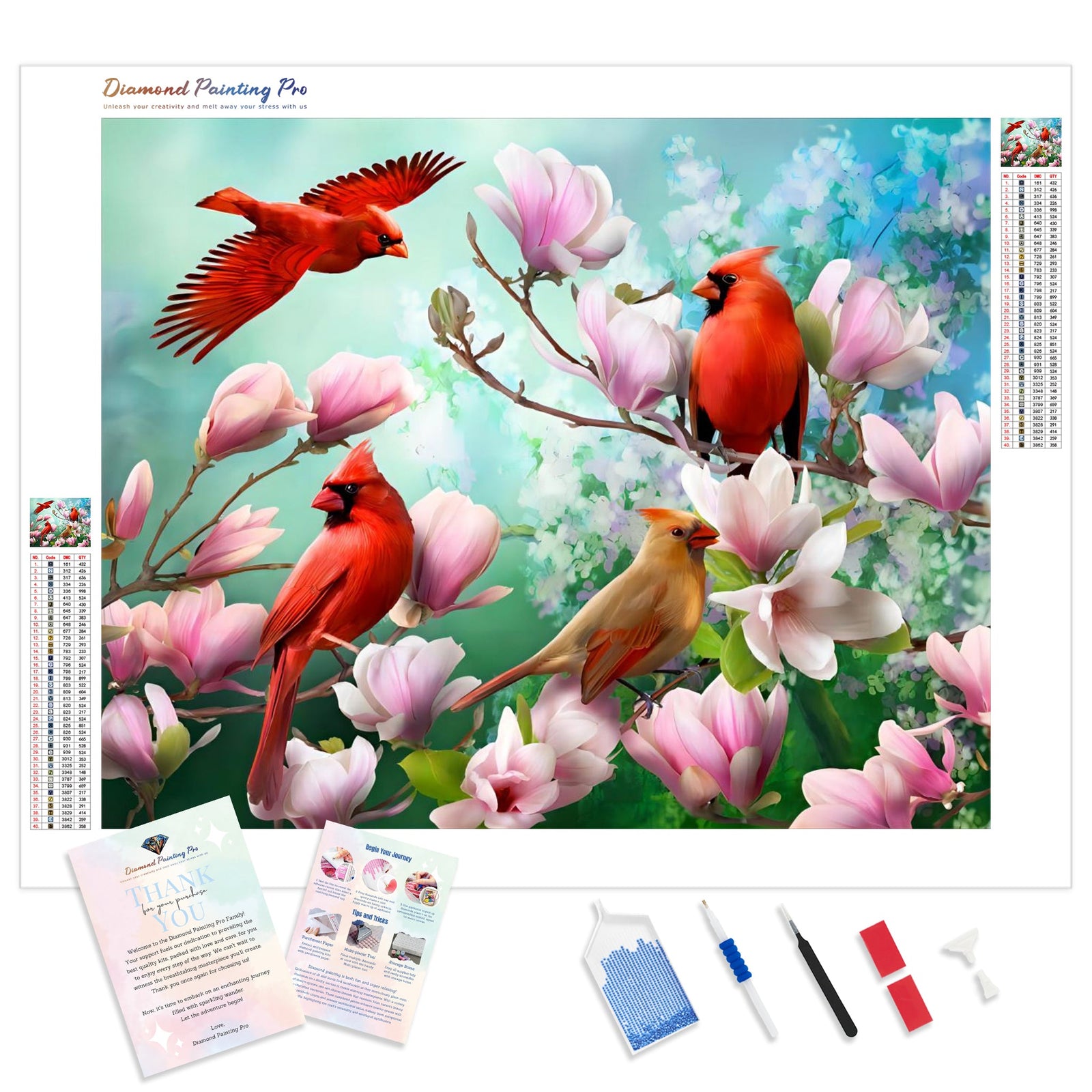 Cardinal Family | Diamond Painting Kit - Full Drill - Square or Round Diamonds with AB Drills Option