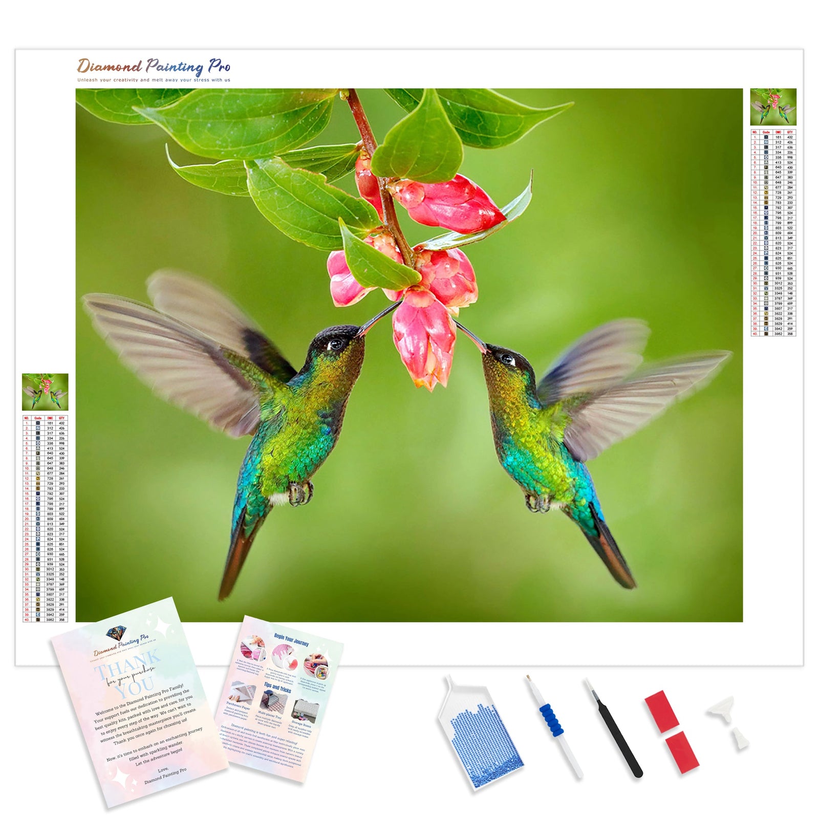 Colored Hummingbird | Diamond Painting Kit - Full Drill - Square or Round Diamonds with AB Drills Option