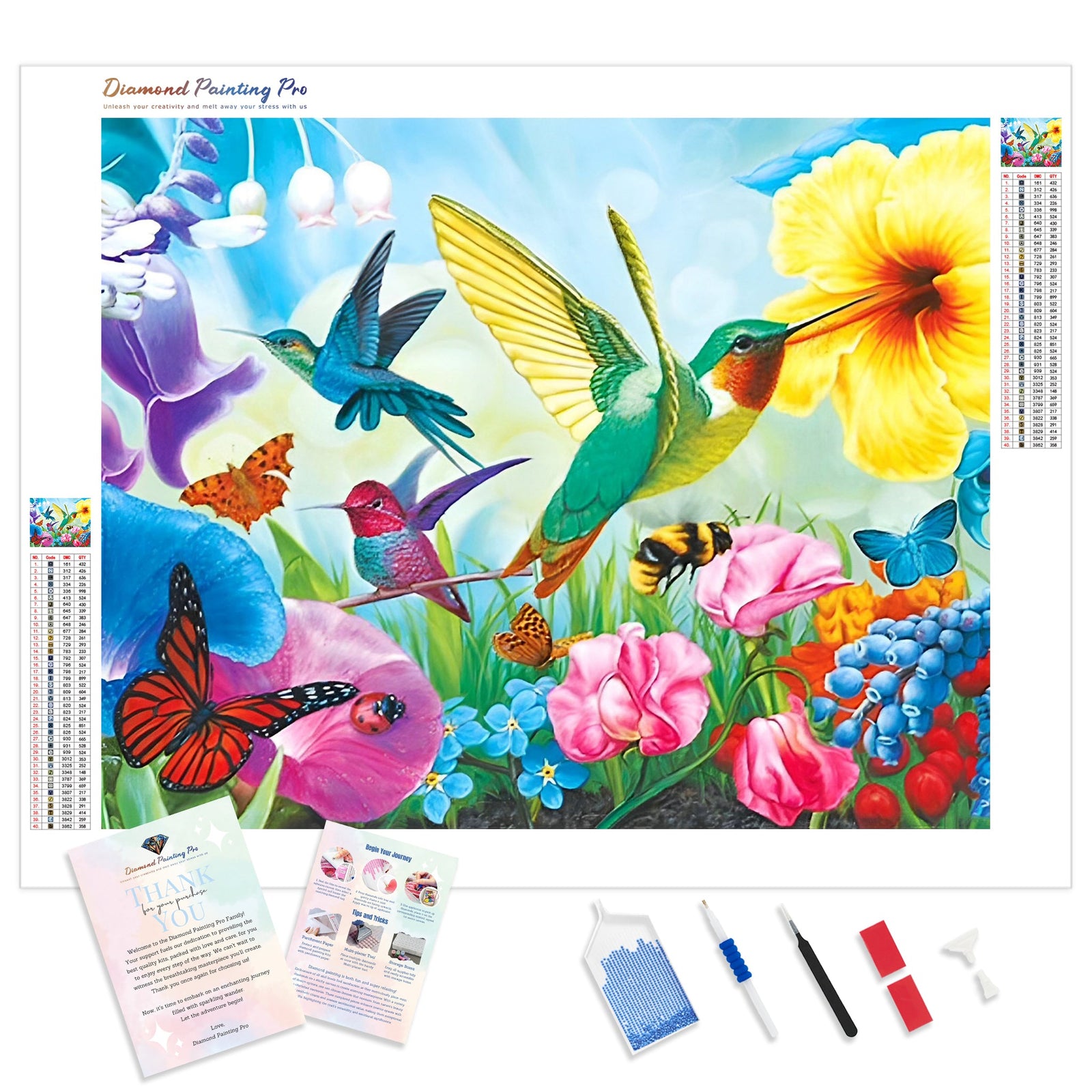 Hummingbird Flower | Diamond Painting Kit - Full Drill - Square or Round Diamonds with AB Drills Option