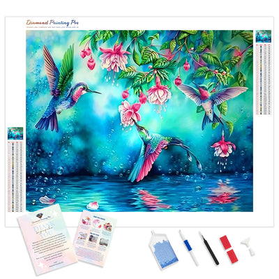 Hummingbirds | Diamond Painting Kit - Full Drill - Square or Round Diamonds with AB Drills Option