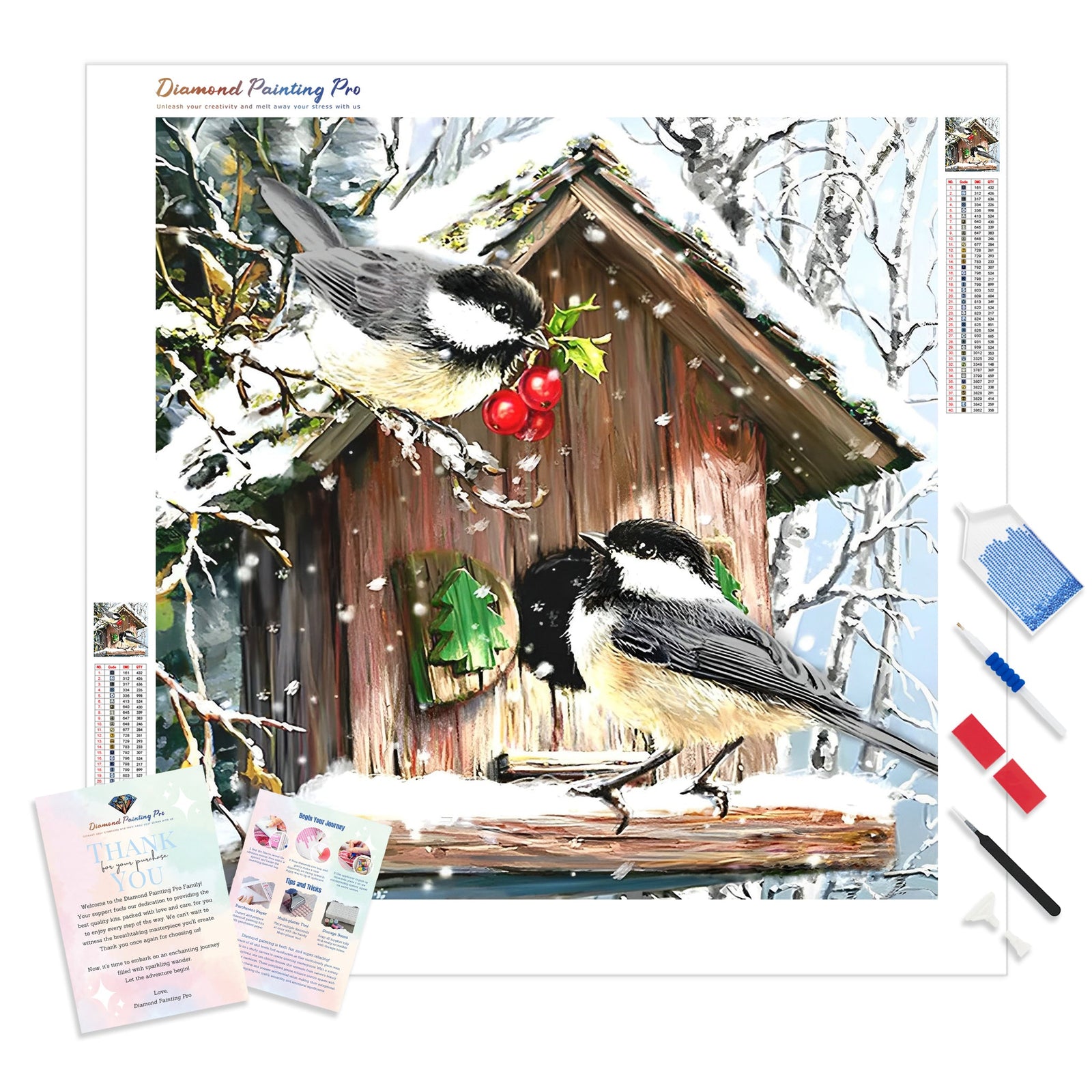 Mosaic Snow Bird | Diamond Painting Kit - Full Drill - Square or Round Diamonds with AB Drills Option