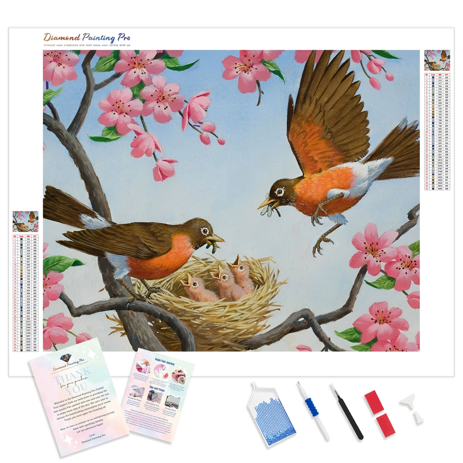 Spring Birds | Diamond Painting Kit - Full Drill - Square or Round Diamonds with AB Drills Option