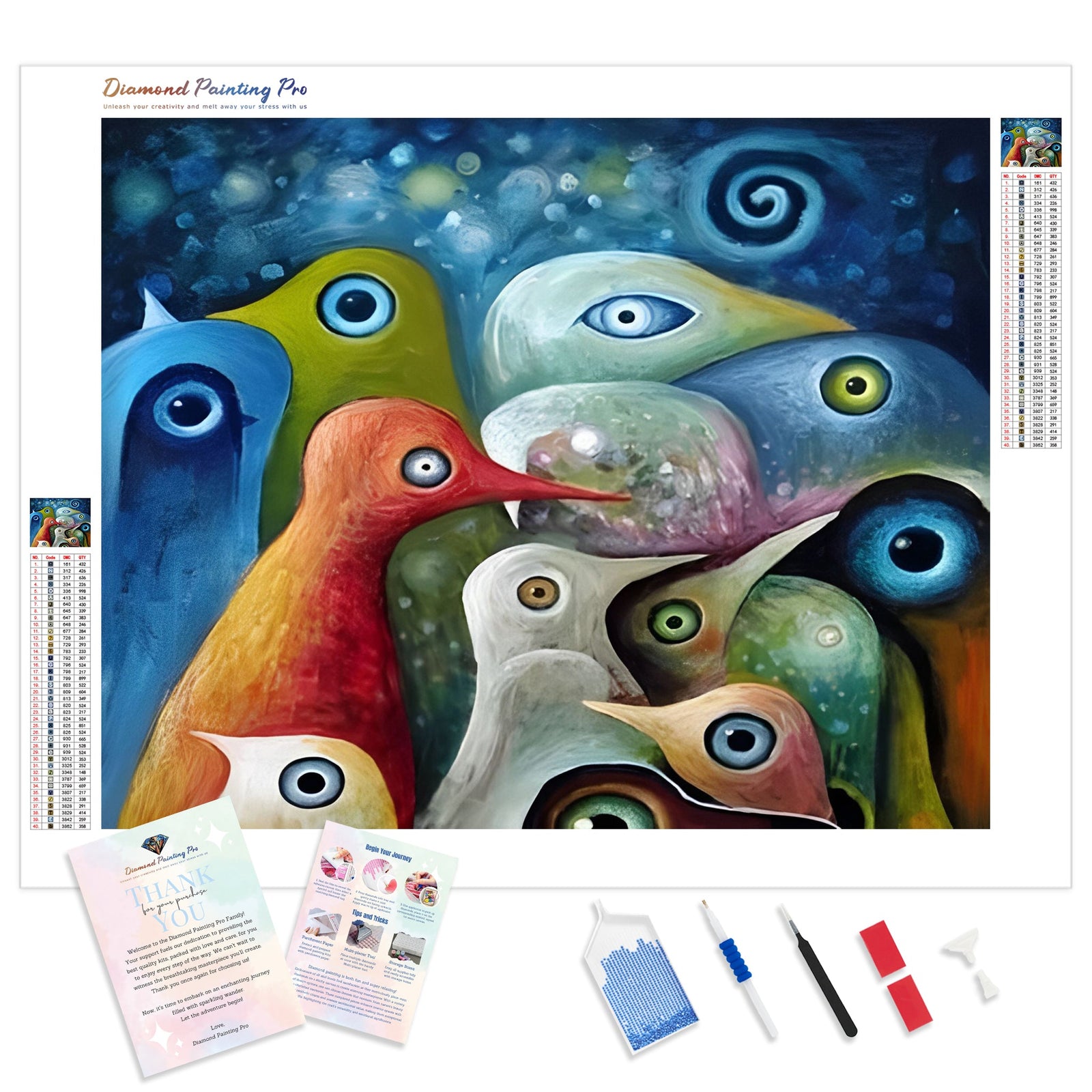 Starry Birds Family | Diamond Painting Kit - Full Drill - Square or Round Diamonds with AB Drills Option