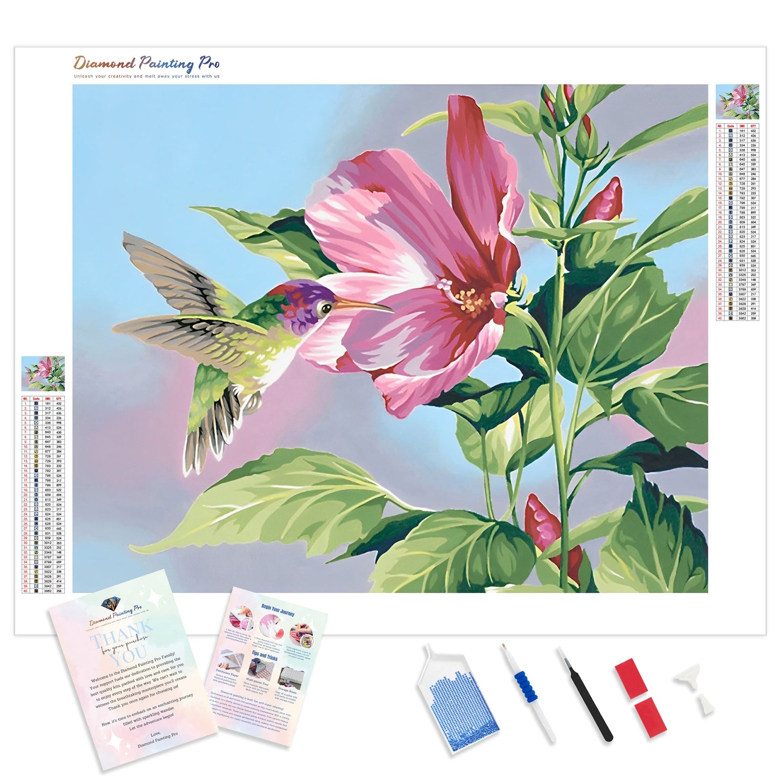 The Pinky Hummingbird | Diamond Painting Kit - Full Drill - Square or Round Diamonds with AB Drills Option