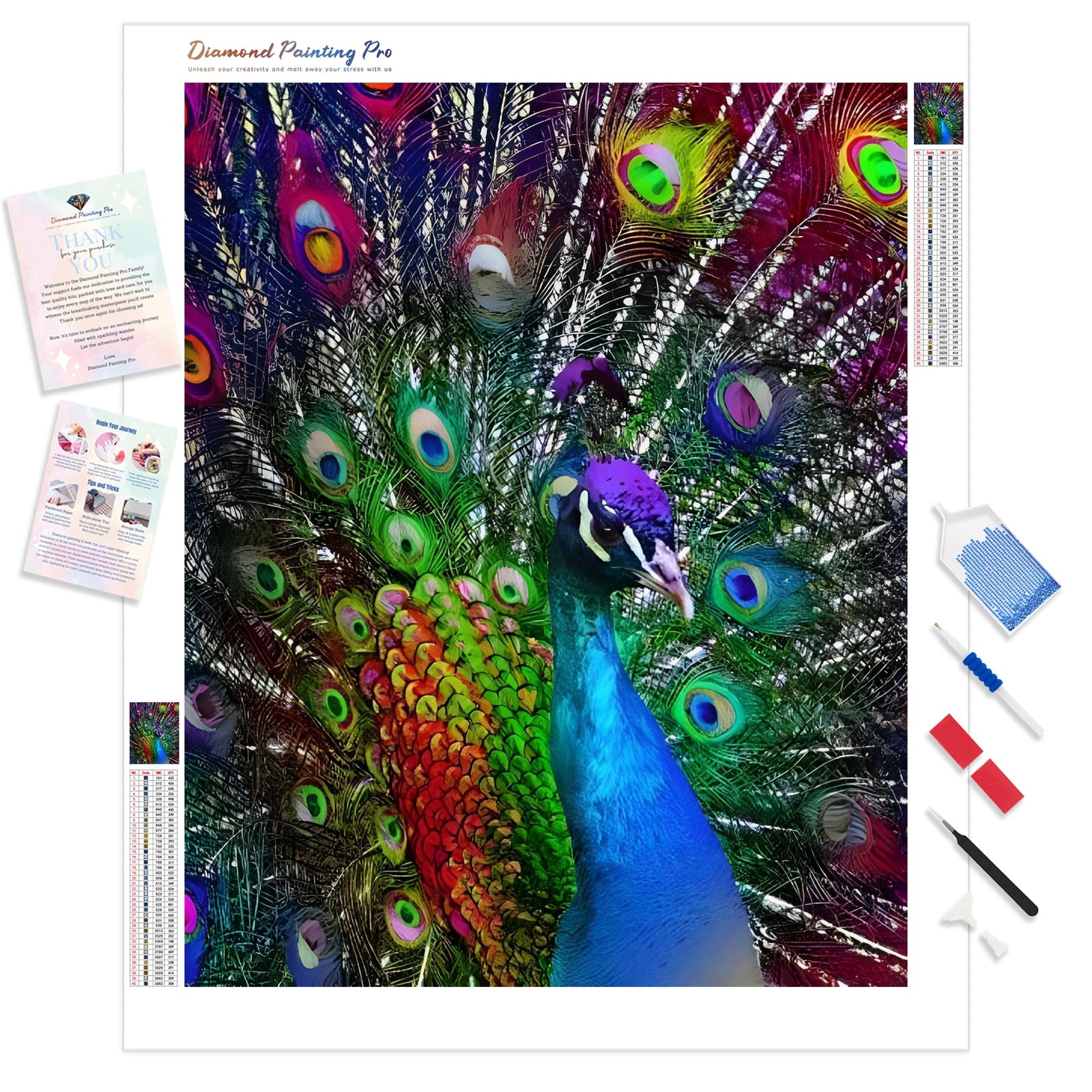 Be a Peacock | Diamond Painting Kit - Full Drill - Square or Round Diamonds with AB Drills Option