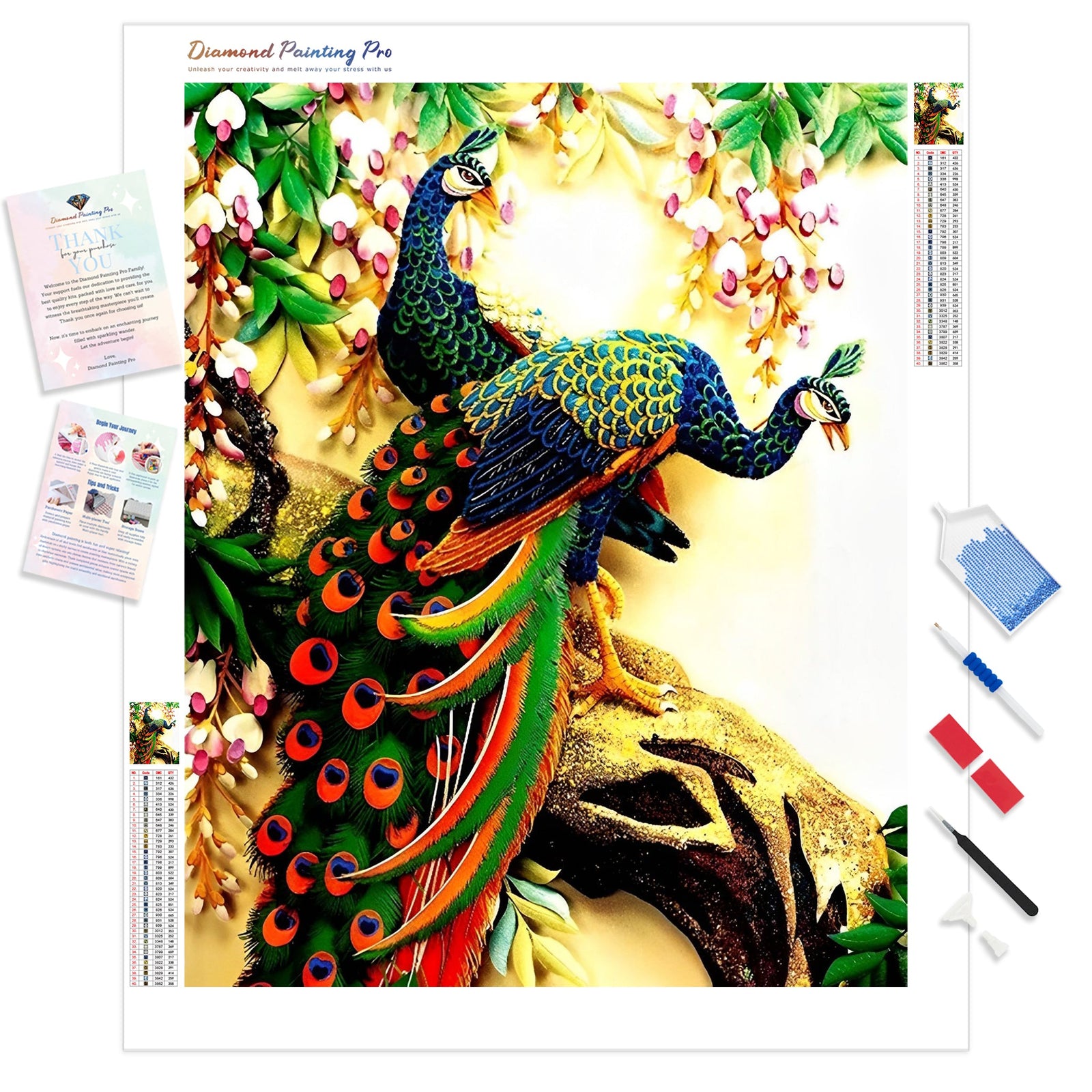 Peacock Love | Diamond Painting Kit - Full Drill - Square or Round Diamonds with AB Drills Option