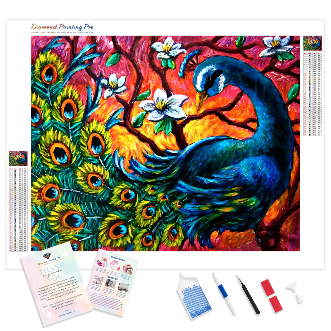 Luminous Peacock | Diamond Painting Kit - Full Drill - Square or Round Diamonds with AB Drills Option