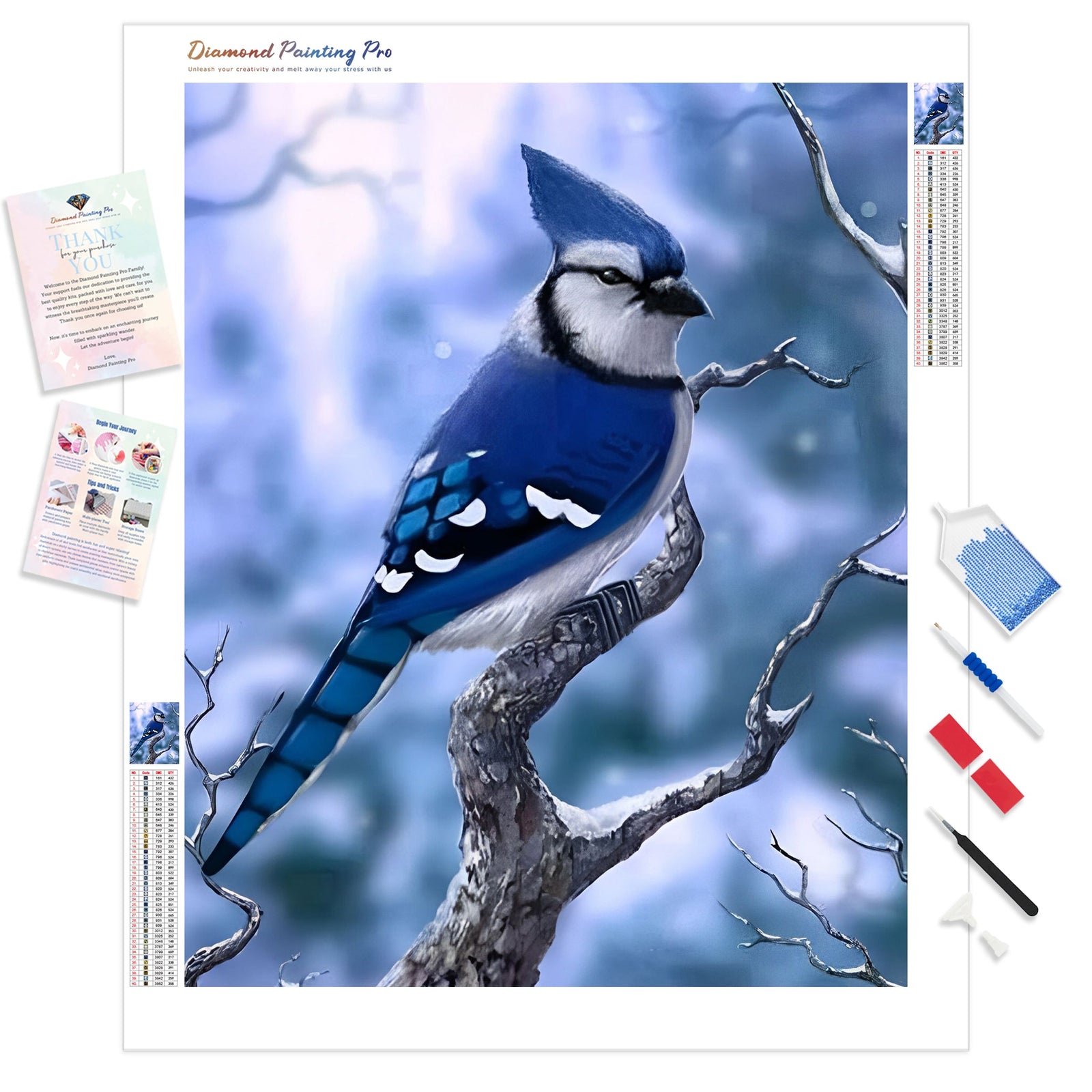 Bird Blue Jay | Diamond Painting Kit - Full Drill - Square or Round Diamonds with AB Drills Option