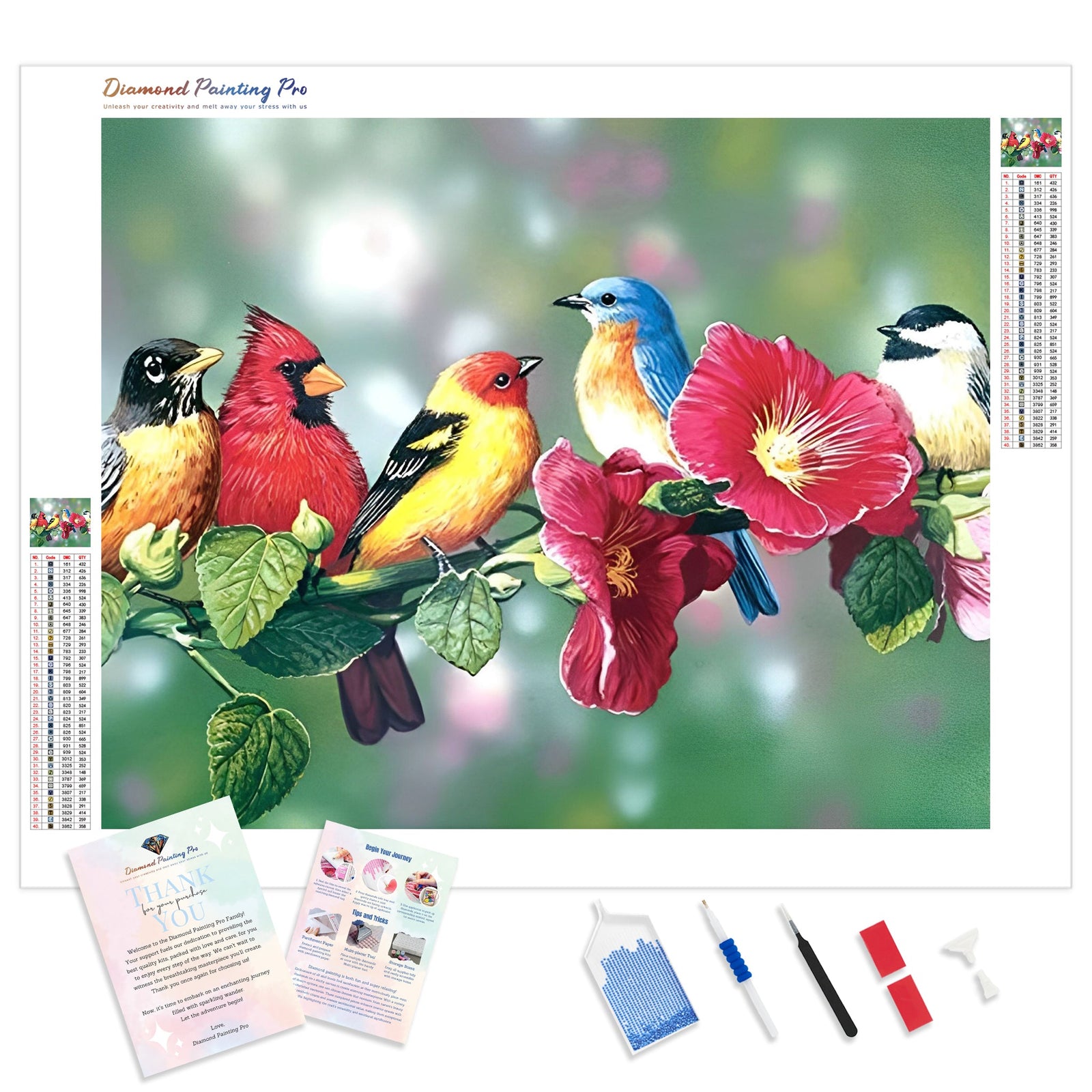 Birds on a Branch | Diamond Painting Kit - Full Drill - Square or Round Diamonds with AB Drills Option