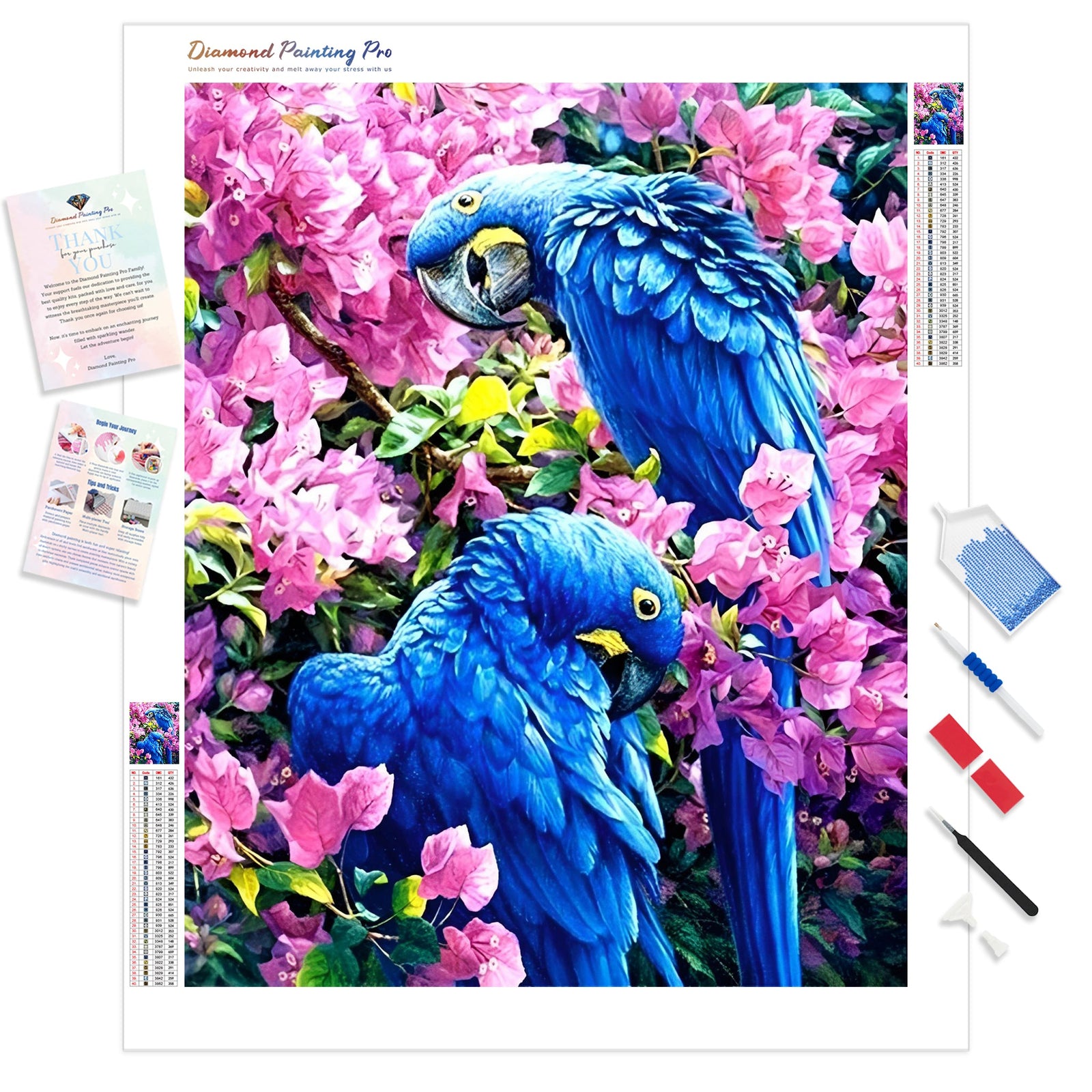 Blue Parrot | Diamond Painting Kit - Full Drill - Square or Round Diamonds with AB Drills Option