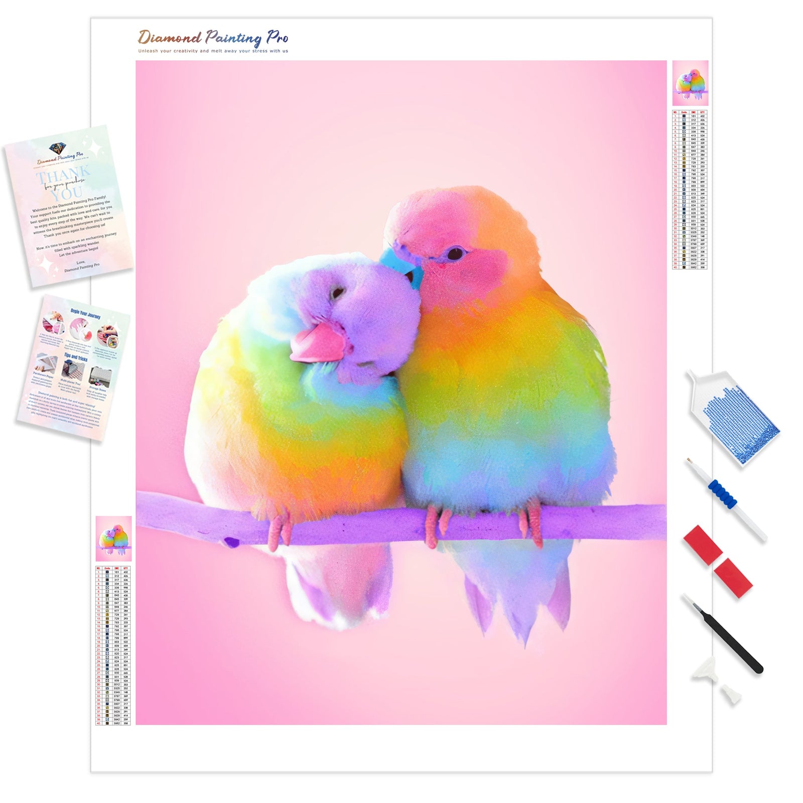 Colorful Parrots | Diamond Painting Kit - Full Drill - Square or Round Diamonds with AB Drills Option