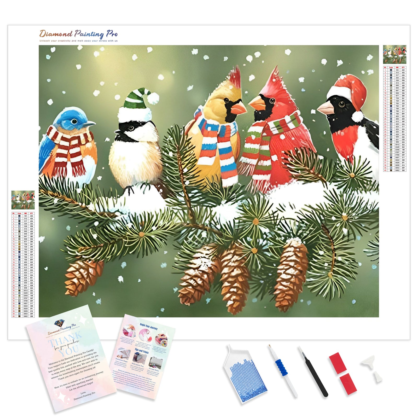 Snow Birds Winter | Diamond Painting Kit - Full Drill - Square or Round Diamonds with AB Drills Option