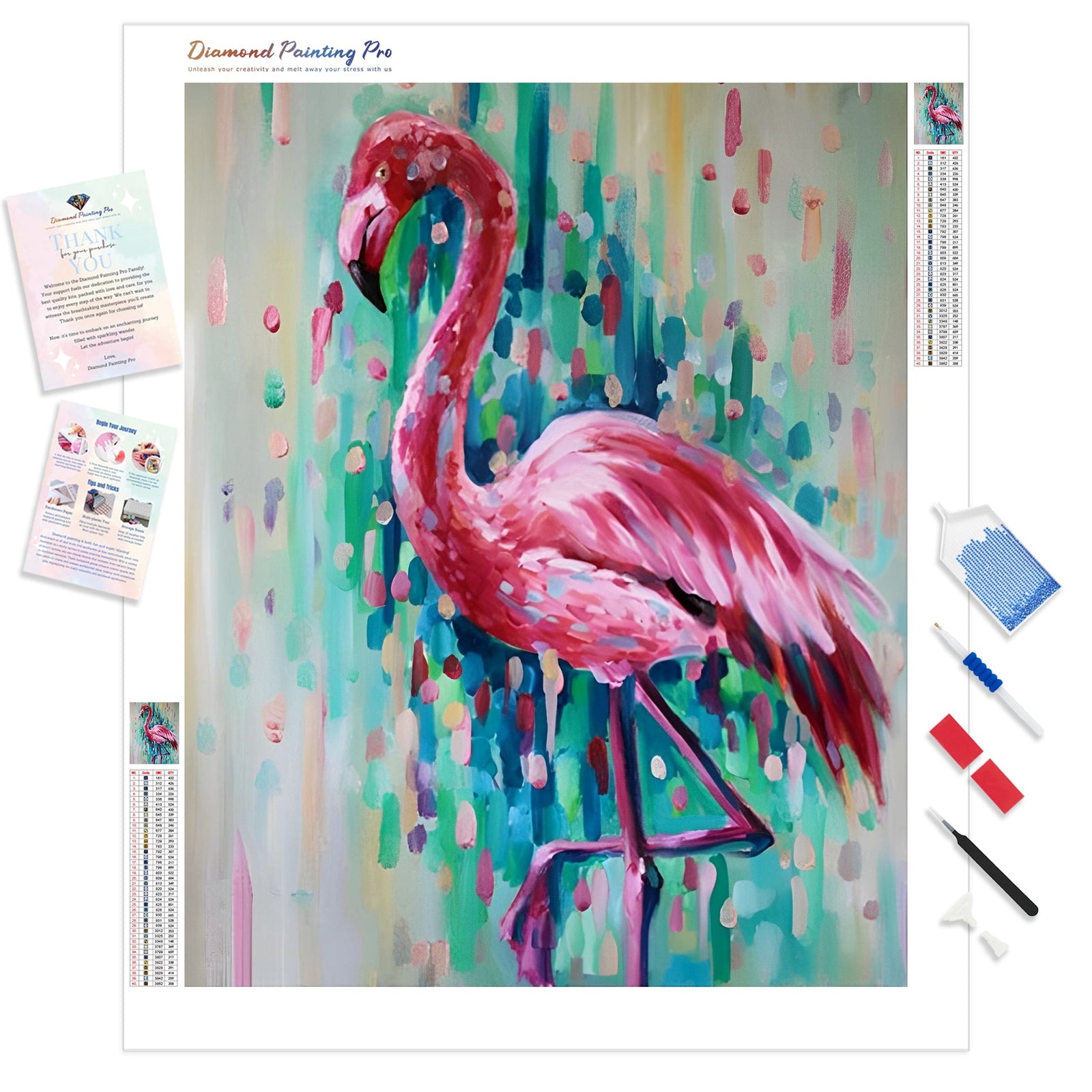 Colorful Flamingo | Diamond Painting Kit - Full Drill - Square or Round Diamonds with AB Drills Option