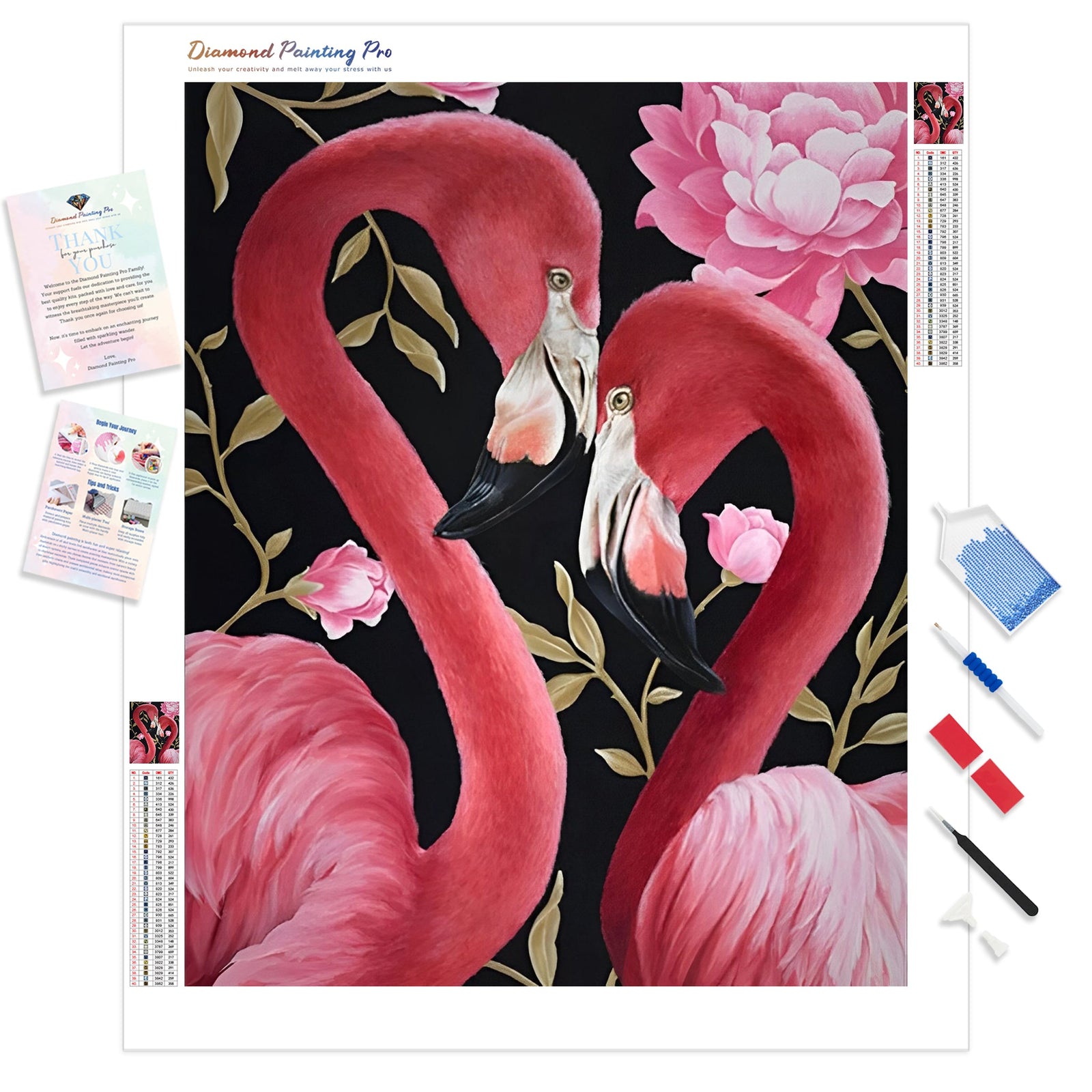 Flamingo Couple | Diamond Painting Kit - Full Drill - Square or Round Diamonds with AB Drills Option