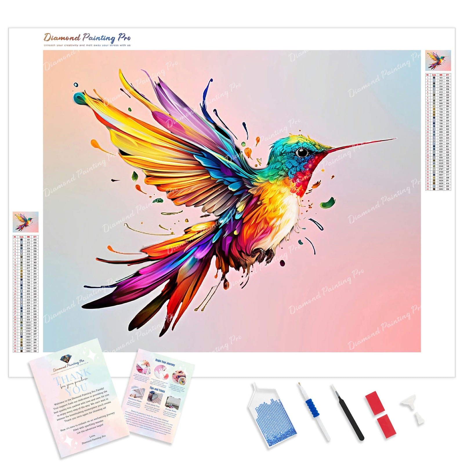 Colorful Abstract Hummingbird | Diamond Painting Kit - Full Drill - Square or Round Diamonds with AB Drills Option