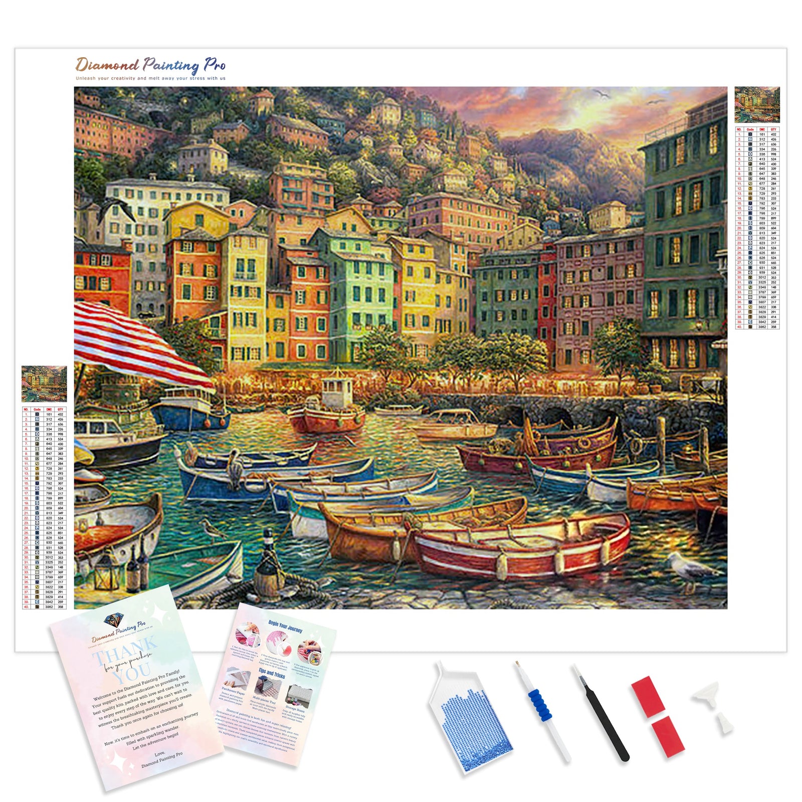 Harbor Boats | Diamond Painting Kit - Full Drill - Square or Round Diamonds with AB Drills Option