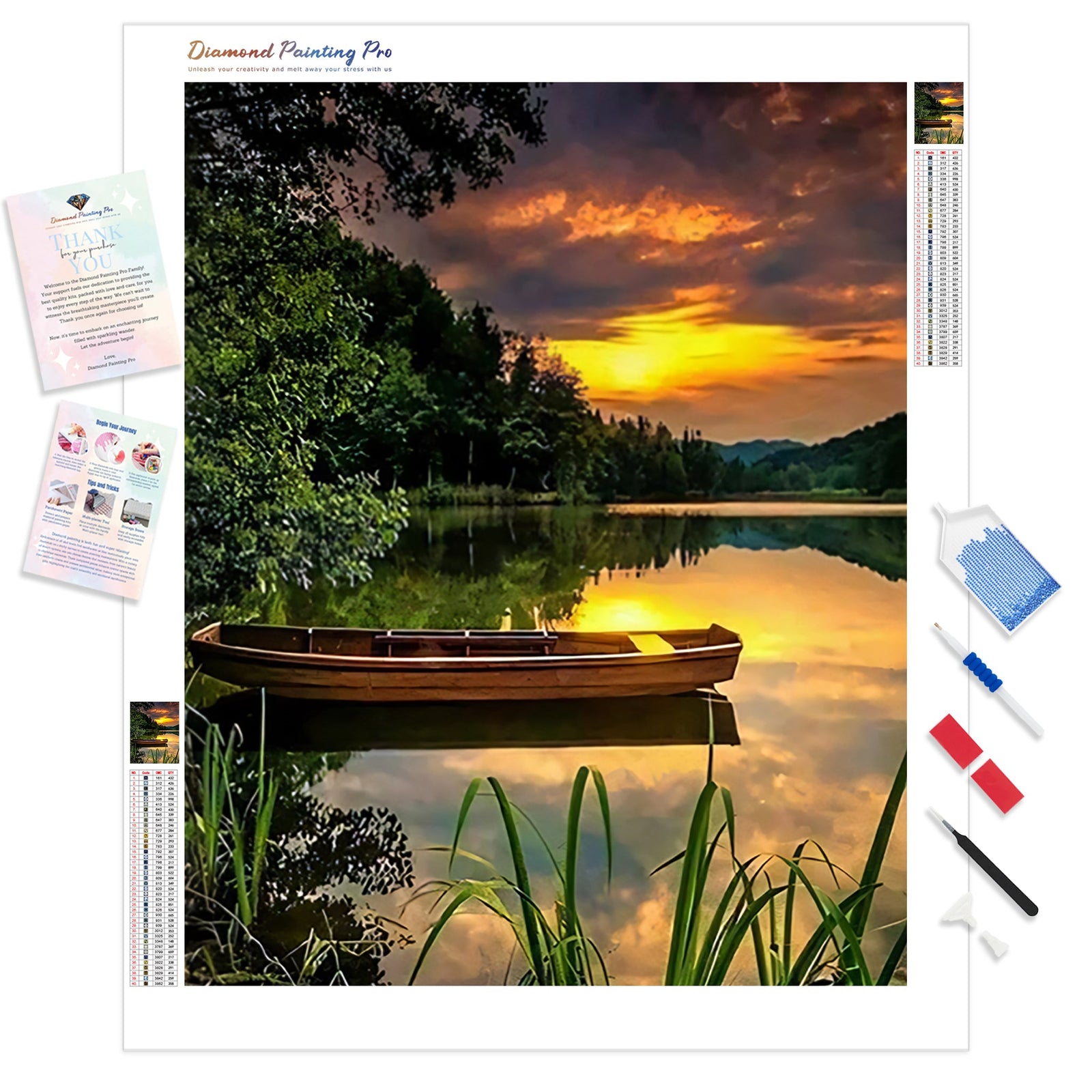 Peaceful Boat | Diamond Painting Kit - Full Drill - Square or Round Diamonds with AB Drills Option