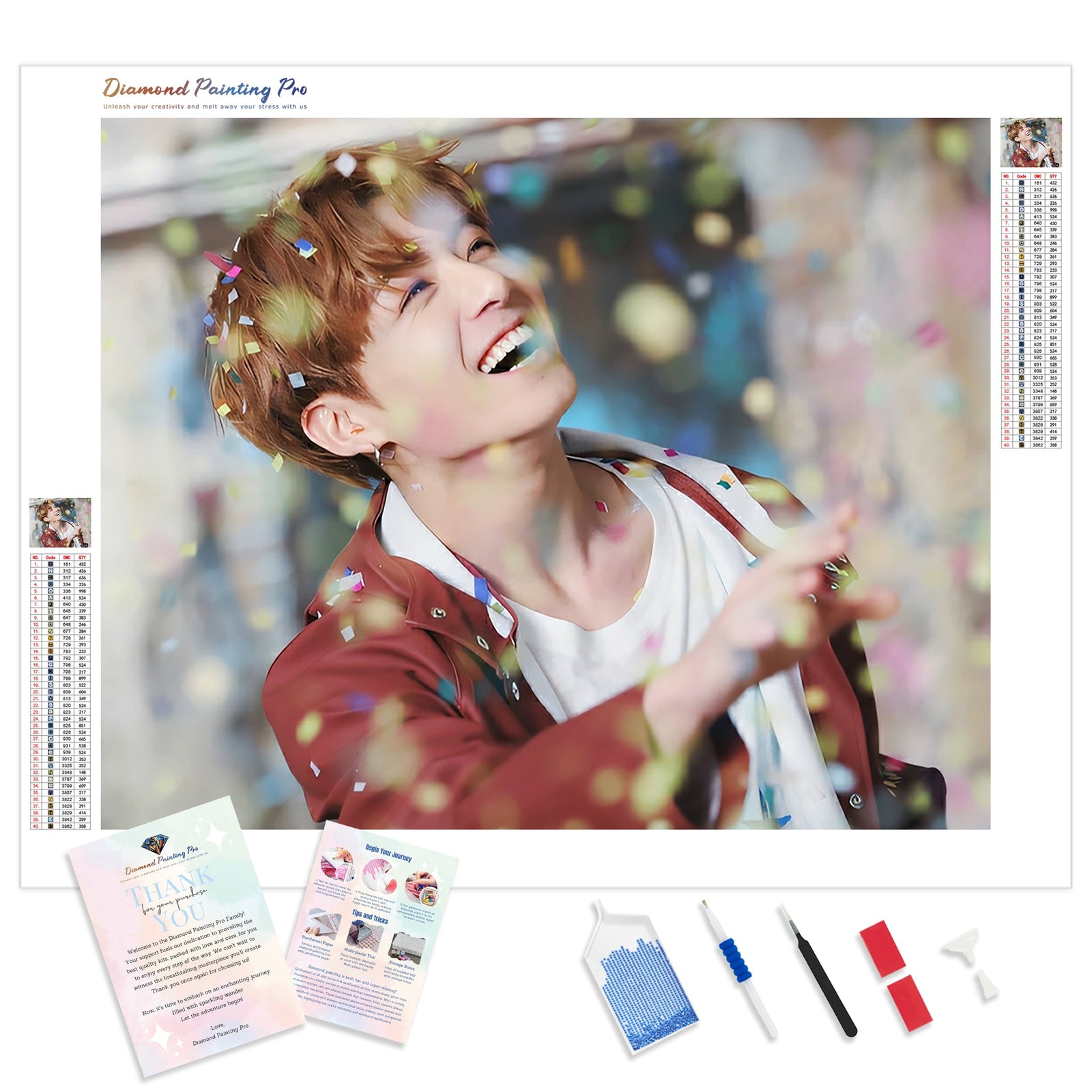 BTS Jungkook Sparkles | Diamond Painting Kit - Full Drill - Square or Round Diamonds with AB Drills Option