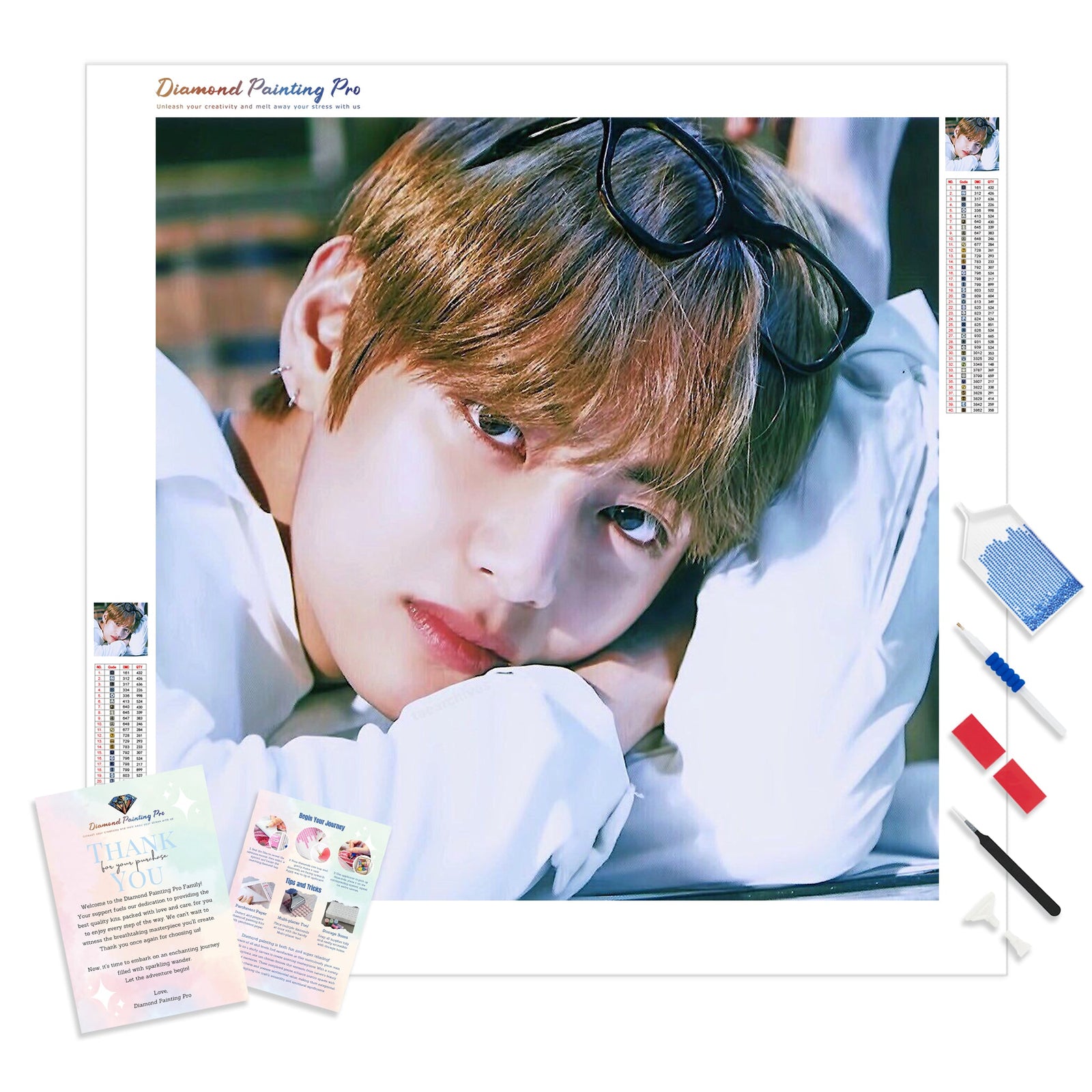 BTS V Taehyung | Diamond Painting Kit - Full Drill - Square or Round Diamonds with AB Drills Option