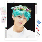 V BTS Green Hair | Diamond Painting Kit - Full Drill - Square or Round Diamonds with AB Drills Option