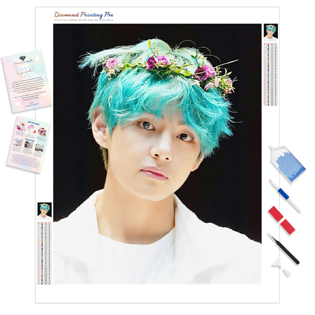 V BTS Green Hair | Diamond Painting