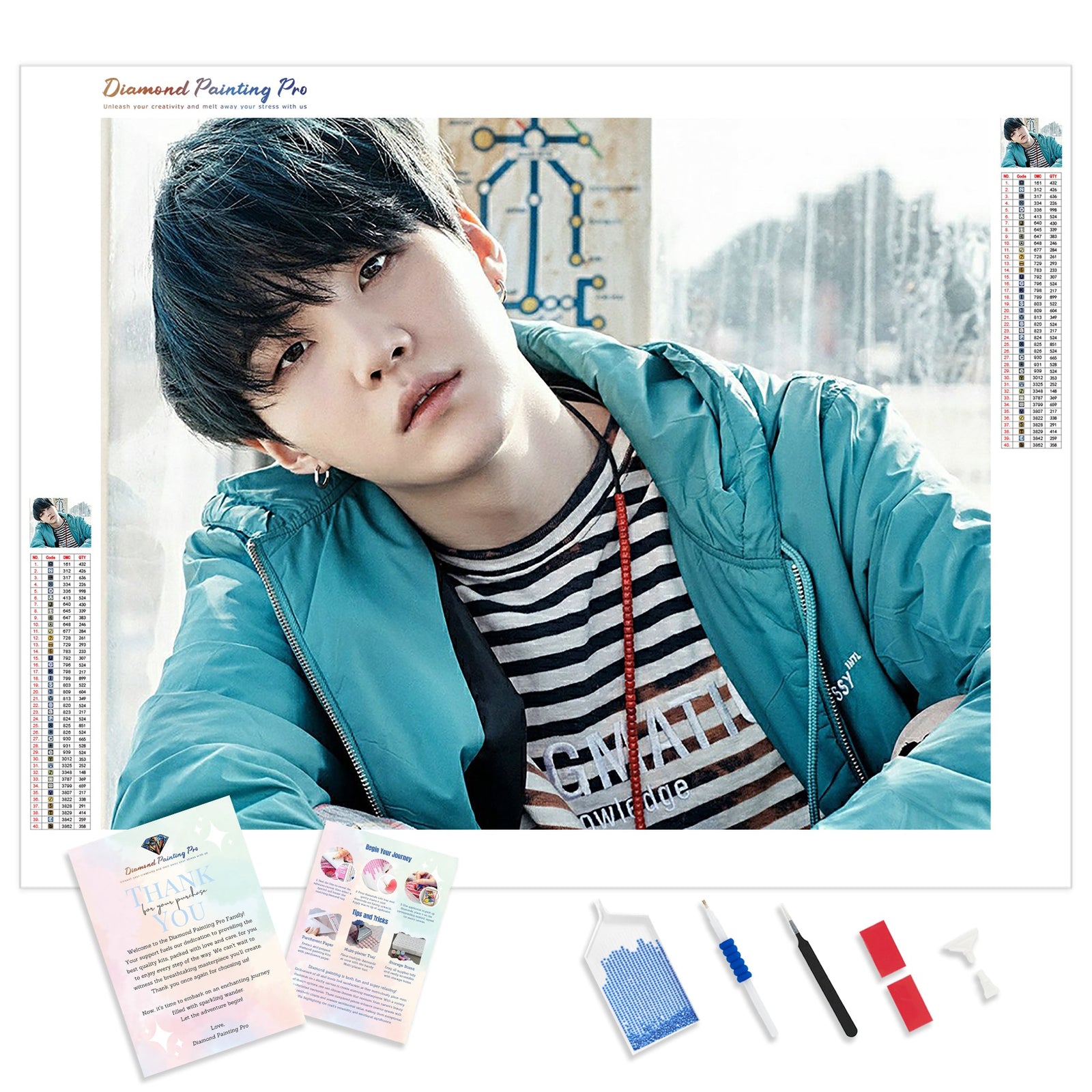 Yoongi BTS in Blue | Diamond Painting Kit - Full Drill - Square or Round Diamonds with AB Drills Option