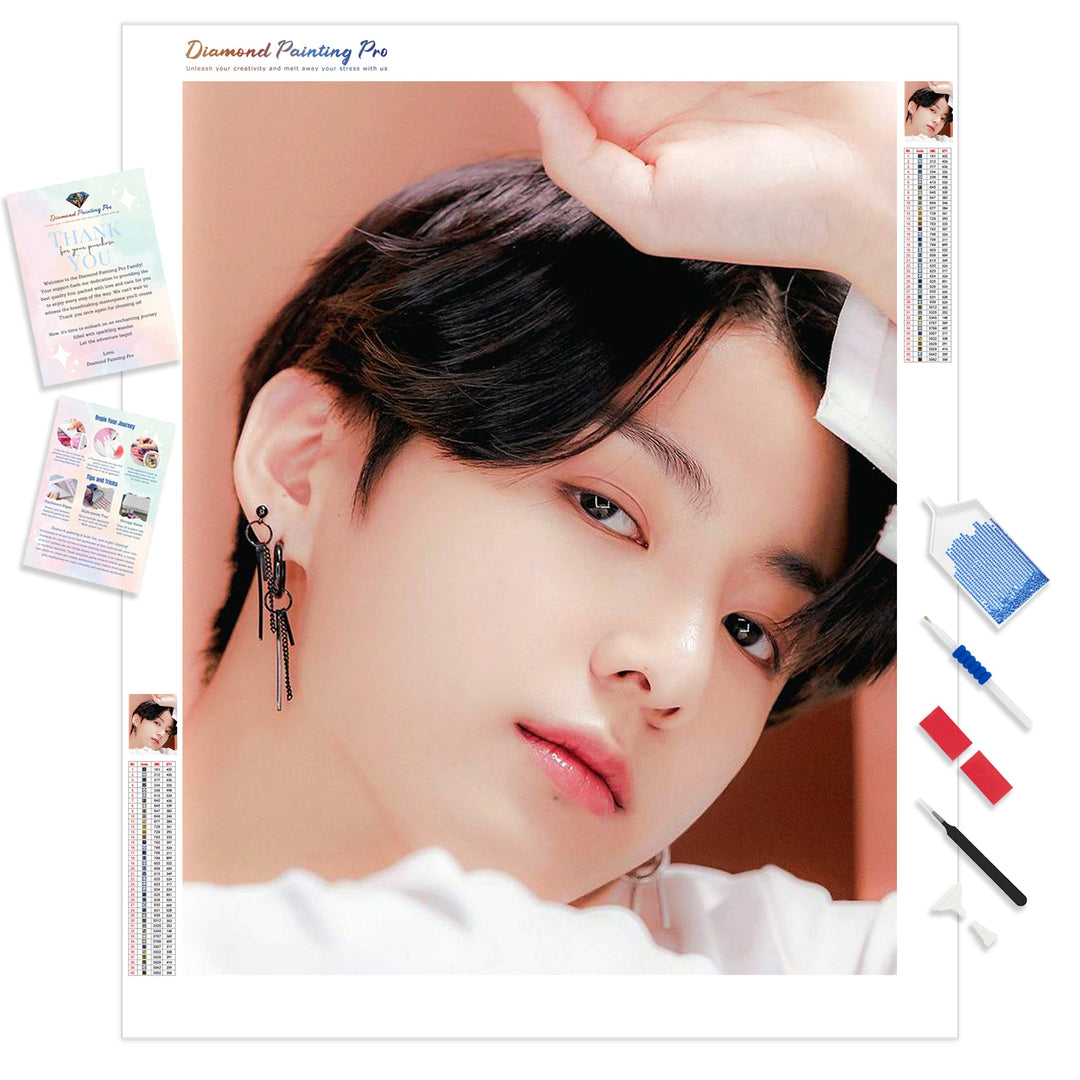 BTS Jungkook Portrait | Diamond Painting Kit - Full Drill - Square or Round Diamonds with AB Drills Option