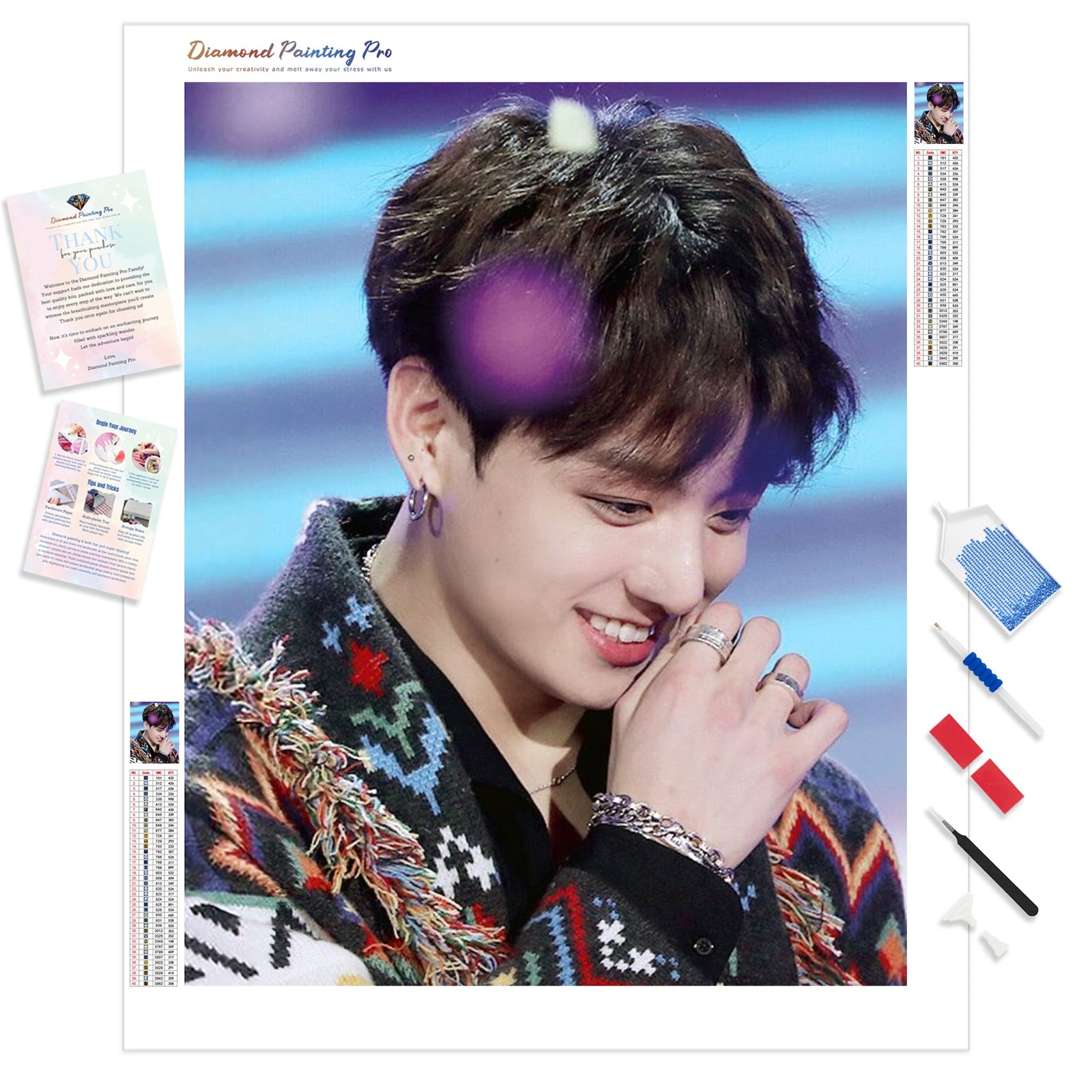 BTS Jungkook Smile | Diamond Painting Kit - Full Drill - Square or Round Diamonds with AB Drills Option