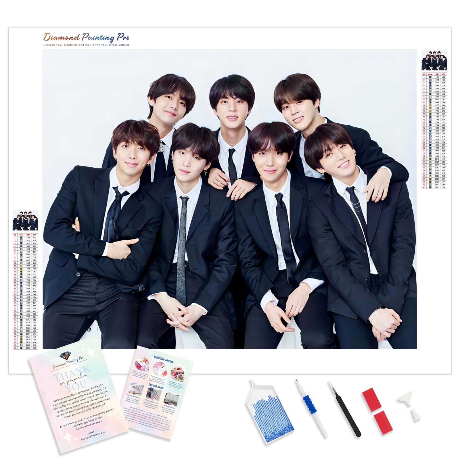 BTS in Suits | Diamond Painting Kit - Full Drill - Square or Round Diamonds with AB Drills Option