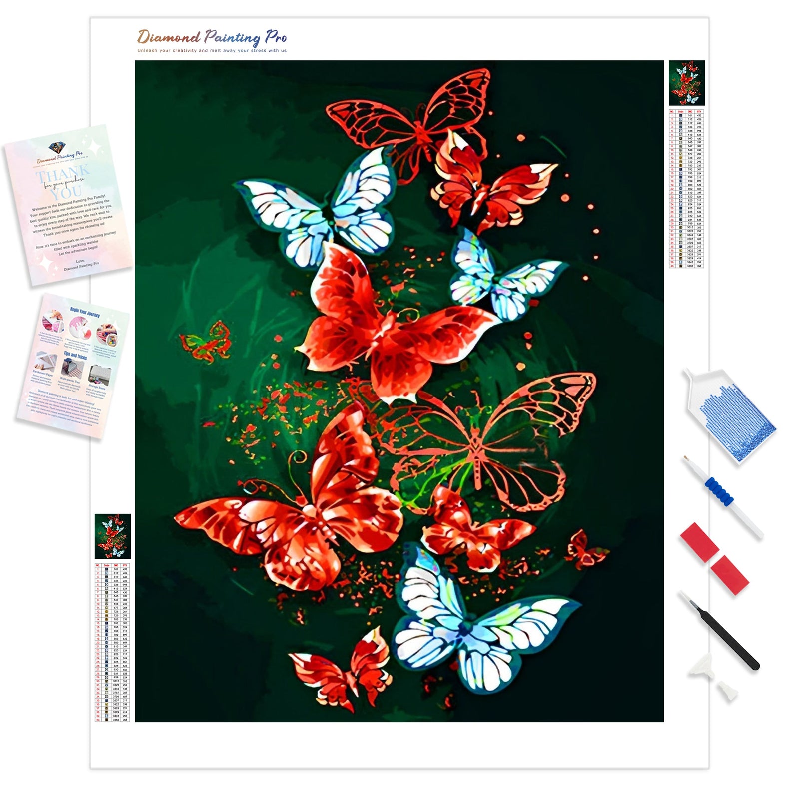 Ethereal Butterflies | Diamond Painting Kit - Full Drill - Square or Round Diamonds with AB Drills Option