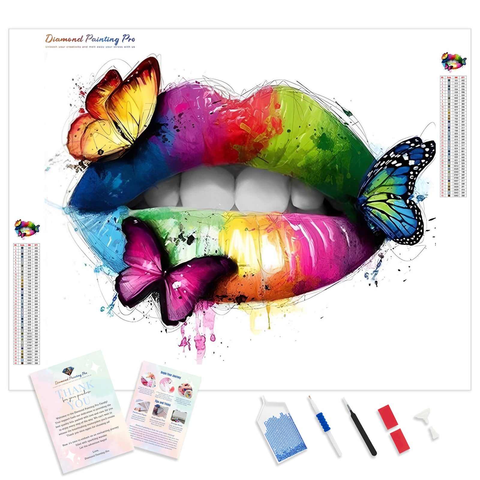 Butterflies on Lips | Diamond Painting Kit - Full Drill - Square or Round Diamonds with AB Drills Option