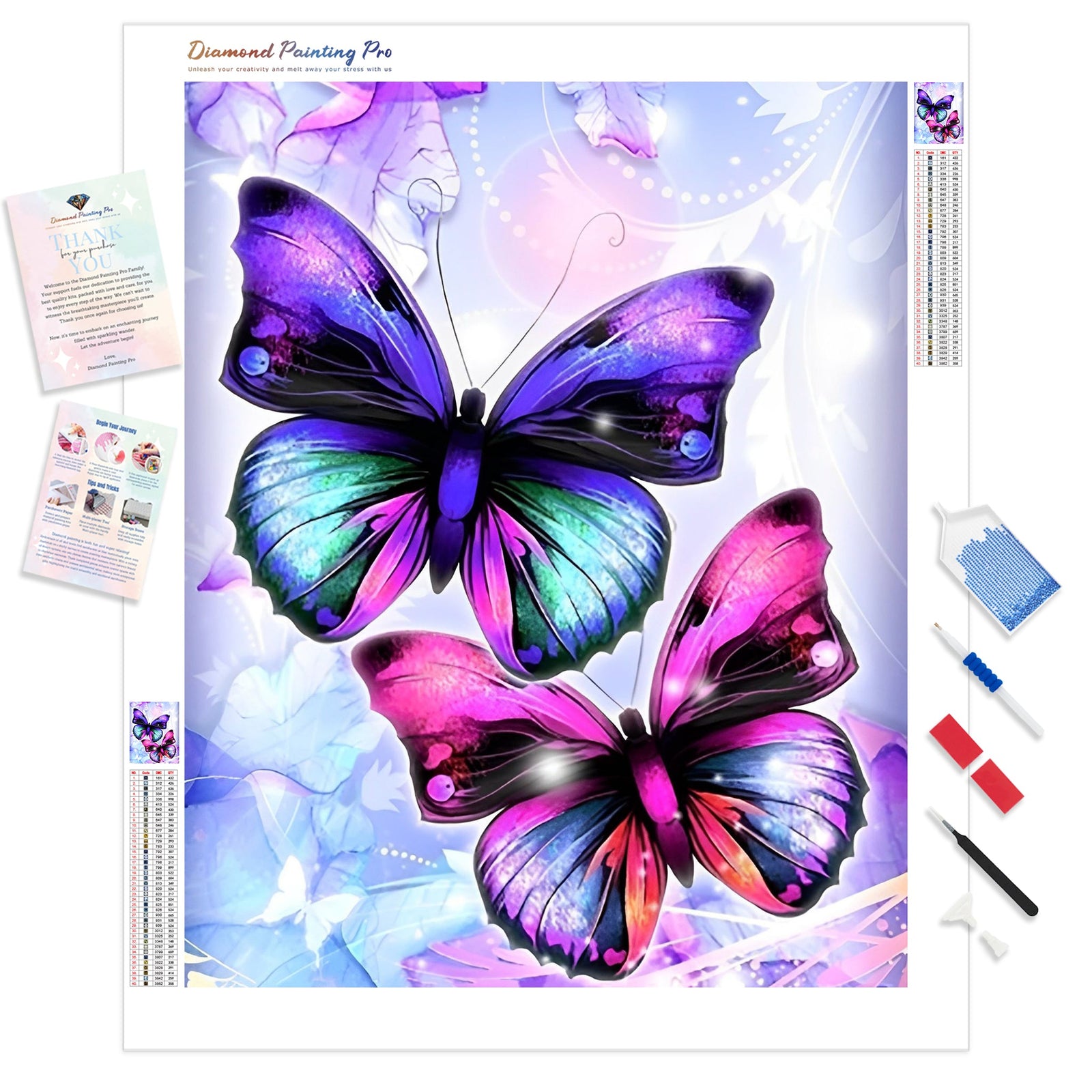 Butterflies in Grace | Diamond Painting Kit - Full Drill - Square or Round Diamonds with AB Drills Option