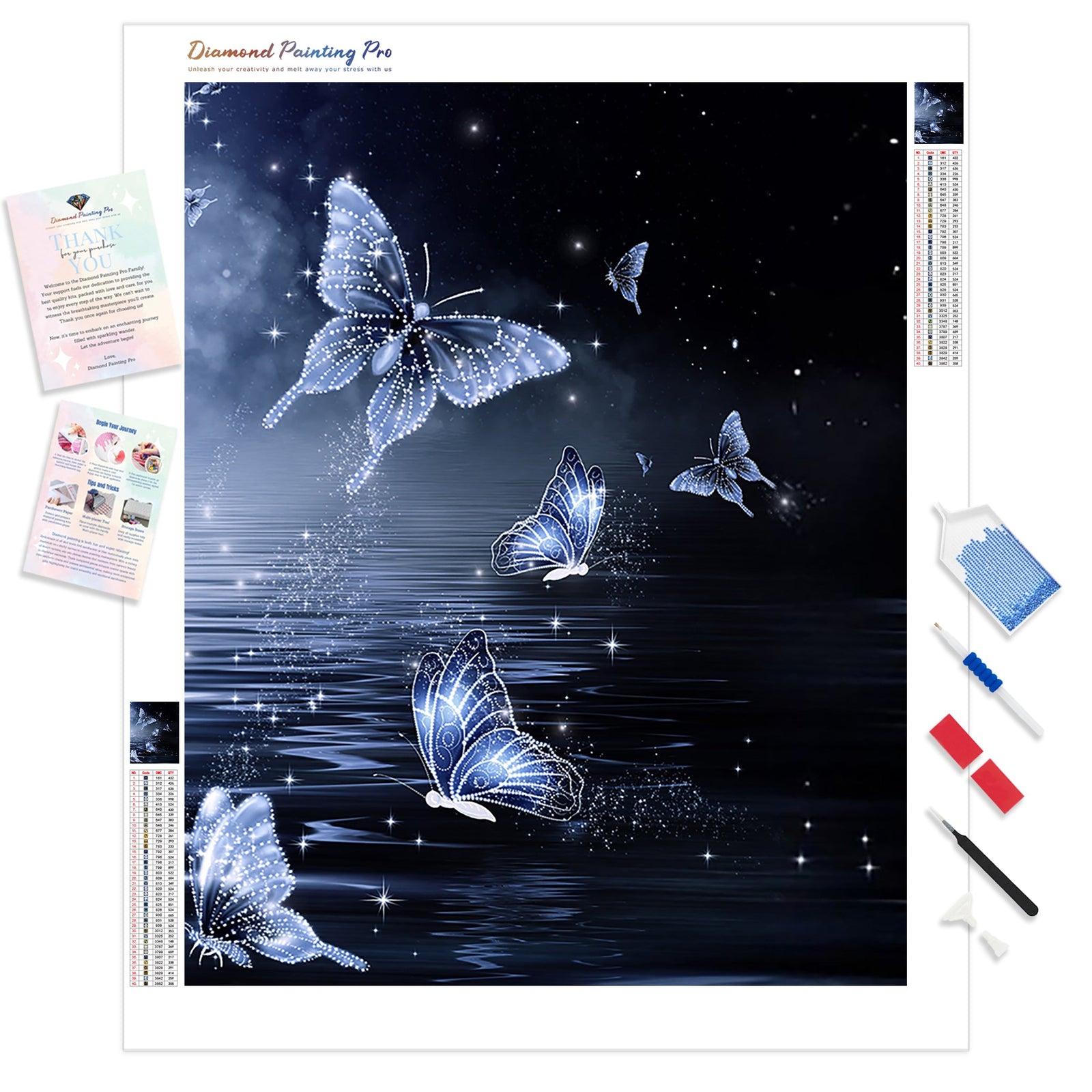 Butterflies with Glow| Diamond Painting Kit - Full Drill - Square or Round Diamonds with AB Drills Option