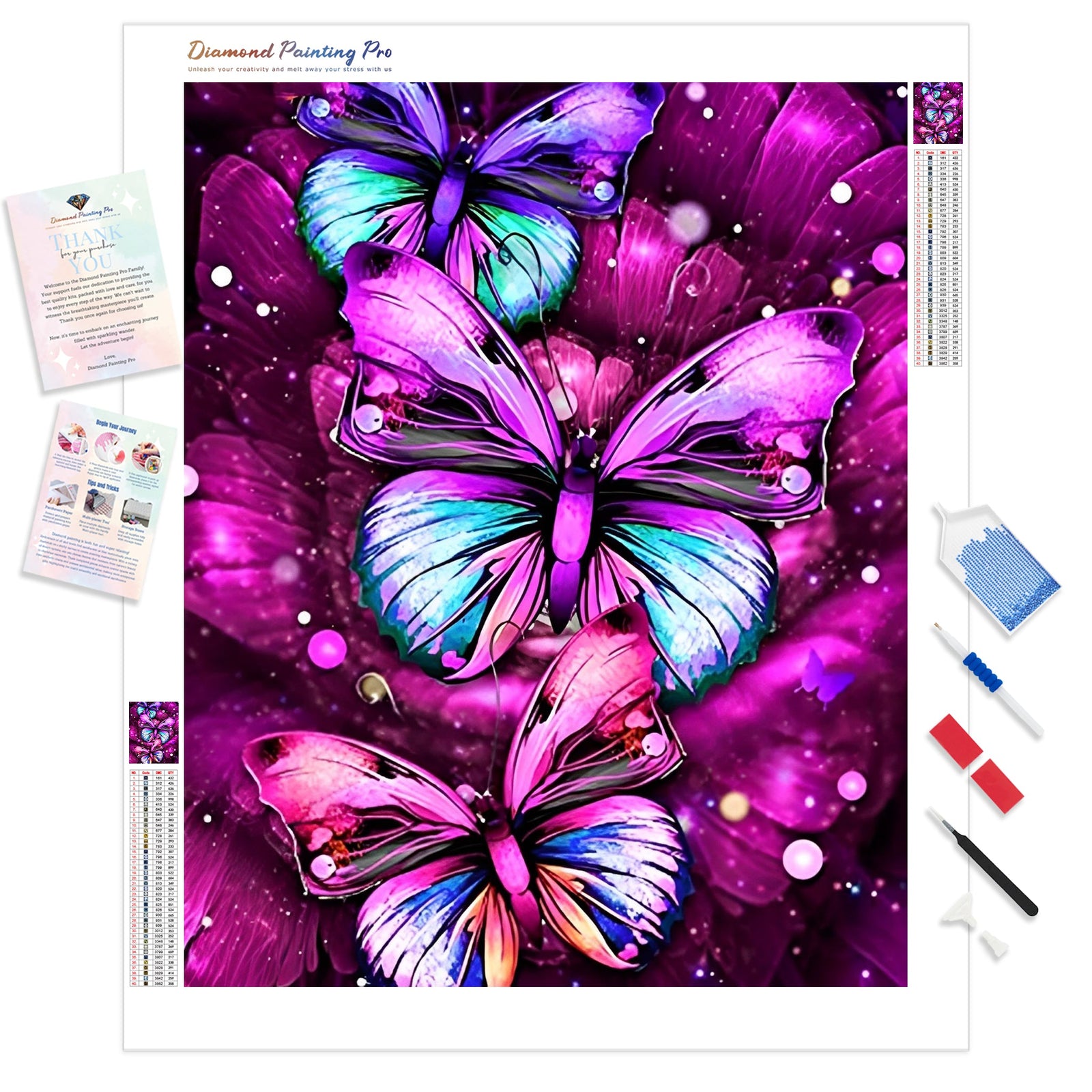 Butterfly Magic | Diamond Painting Kit - Full Drill - Square or Round Diamonds with AB Drills Option