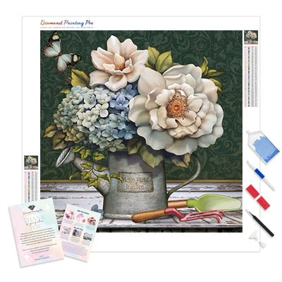 Butterfly and Flower Vase | Diamond Painting Kit - Full Drill - Square or Round Diamonds with AB Drills Option