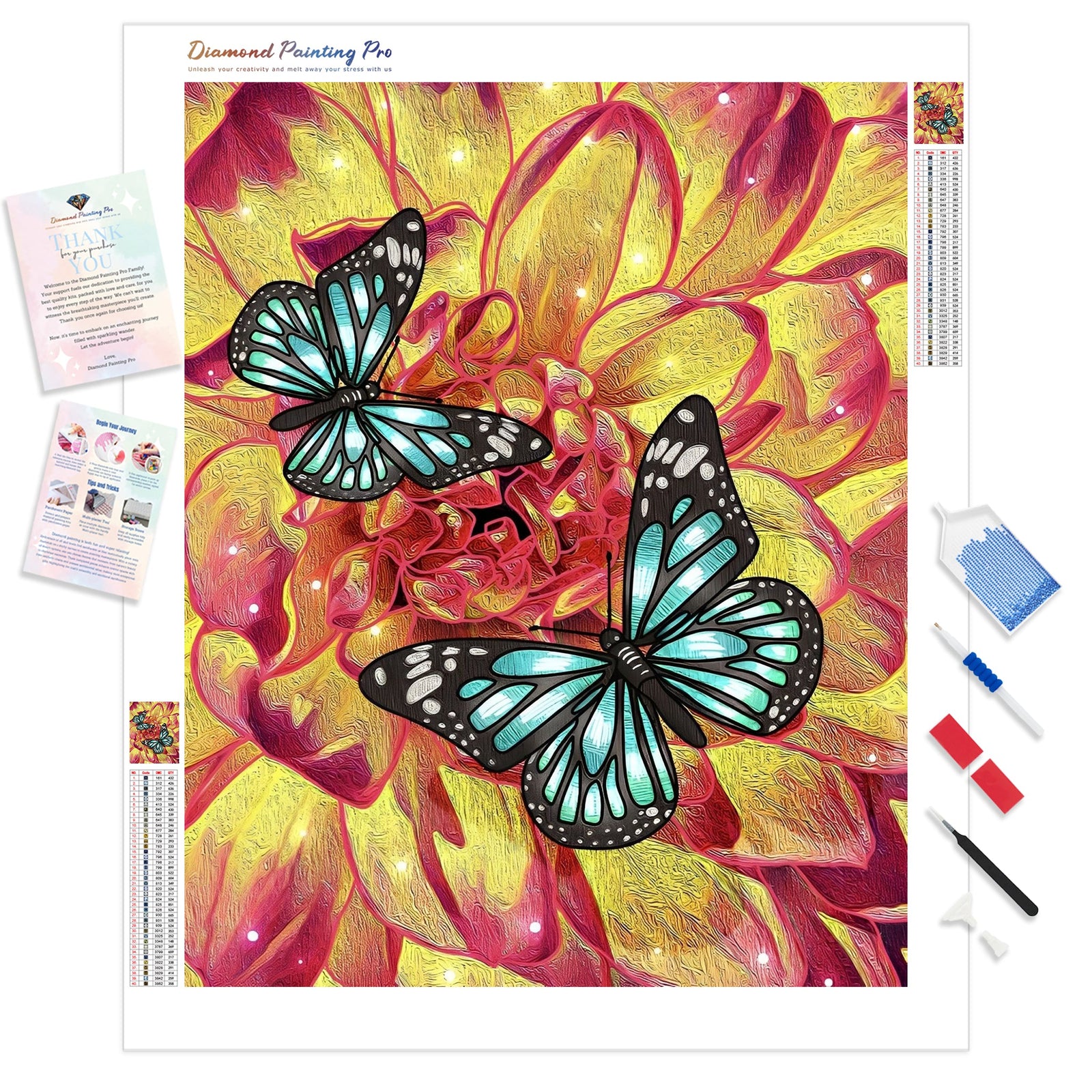 Butterfly Duo | Diamond Painting Kit - Full Drill - Square or Round Diamonds with AB Drills Option