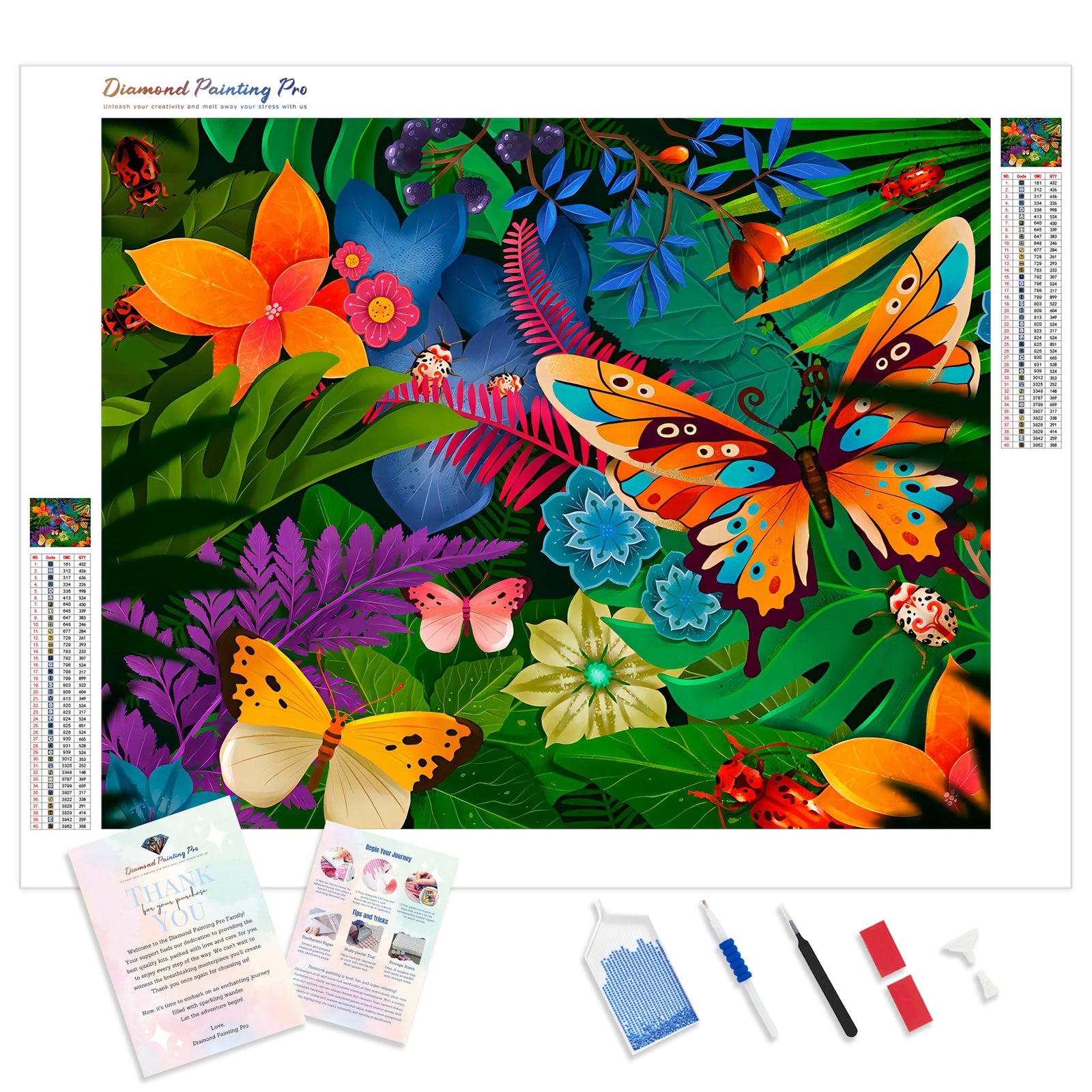 Butterflies in Bloom | Diamond Painting Kit - Full Drill - Square or Round Diamonds with AB Drills Option