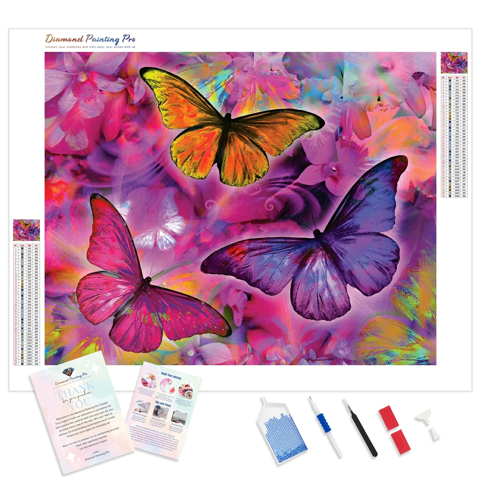 Dancing Butterflies | Diamond Painting Kit - Full Drill - Square or Round Diamonds with AB Drills Option