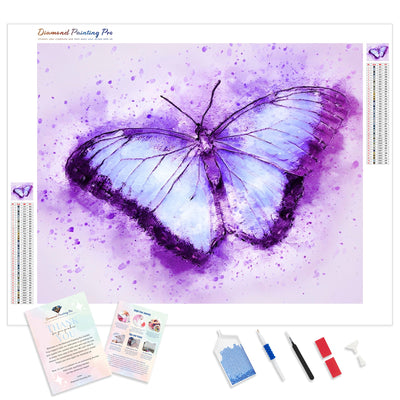 Purple Watercolor Butterfly | Diamond Painting Kit - Full Drill - Square or Round Diamonds with AB Drills Option