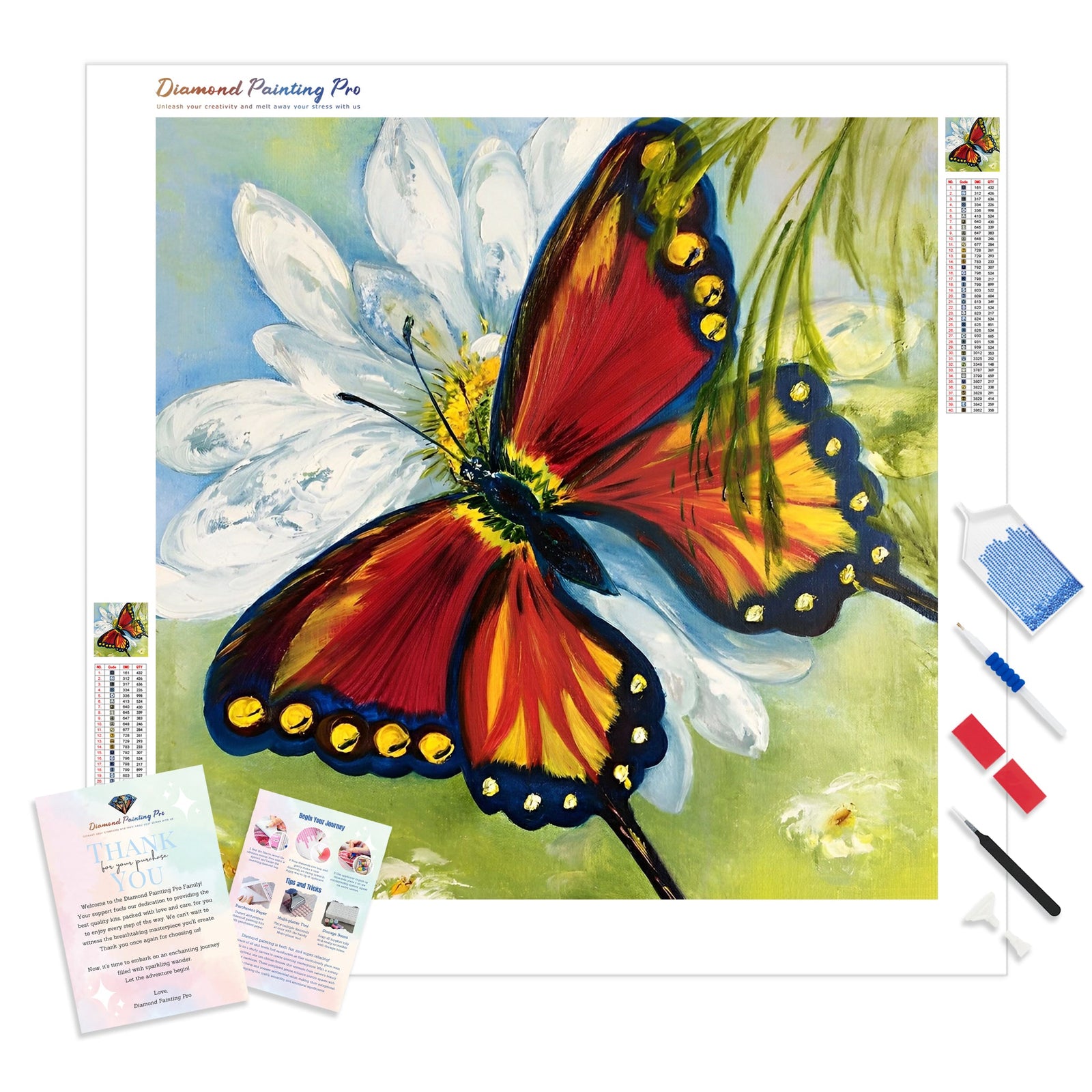 Vintage Butterfly | Diamond Painting Kit - Full Drill - Square or Round Diamonds with AB Drills Option