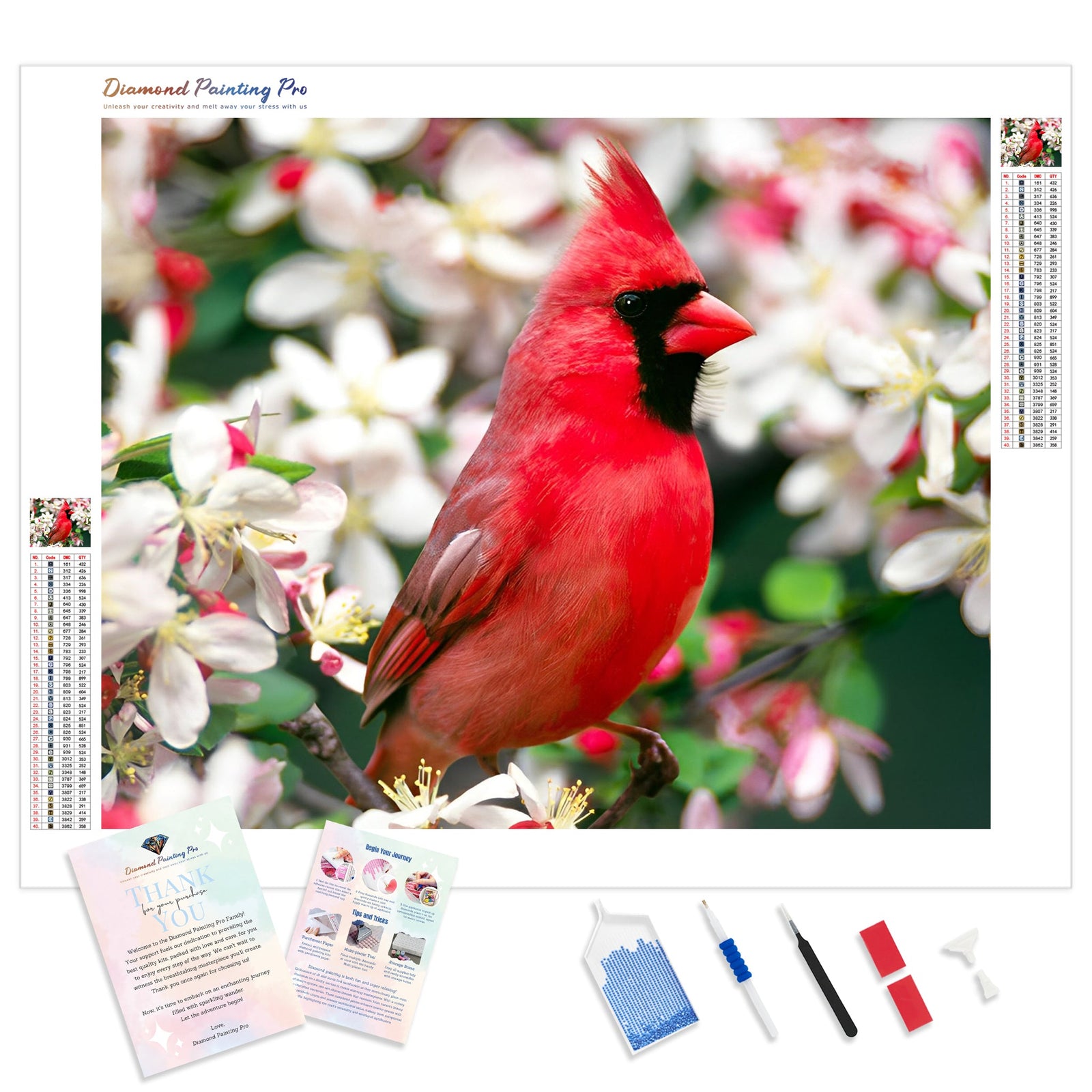 Cardinal Bird on the Trunk | Diamond Painting Kit - Full Drill - Square or Round Diamonds with AB Drills Option