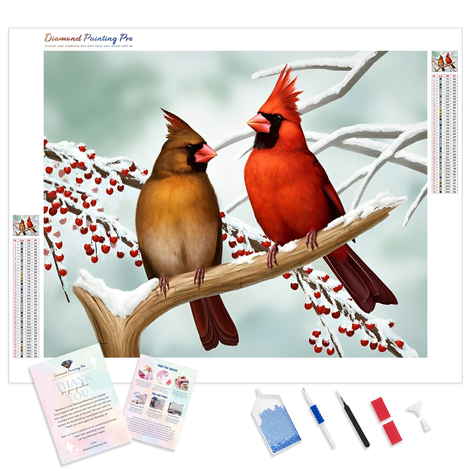 Cardinals on the Trunk | Diamond Painting Kit - Full Drill - Square or Round Diamonds with AB Drills Option