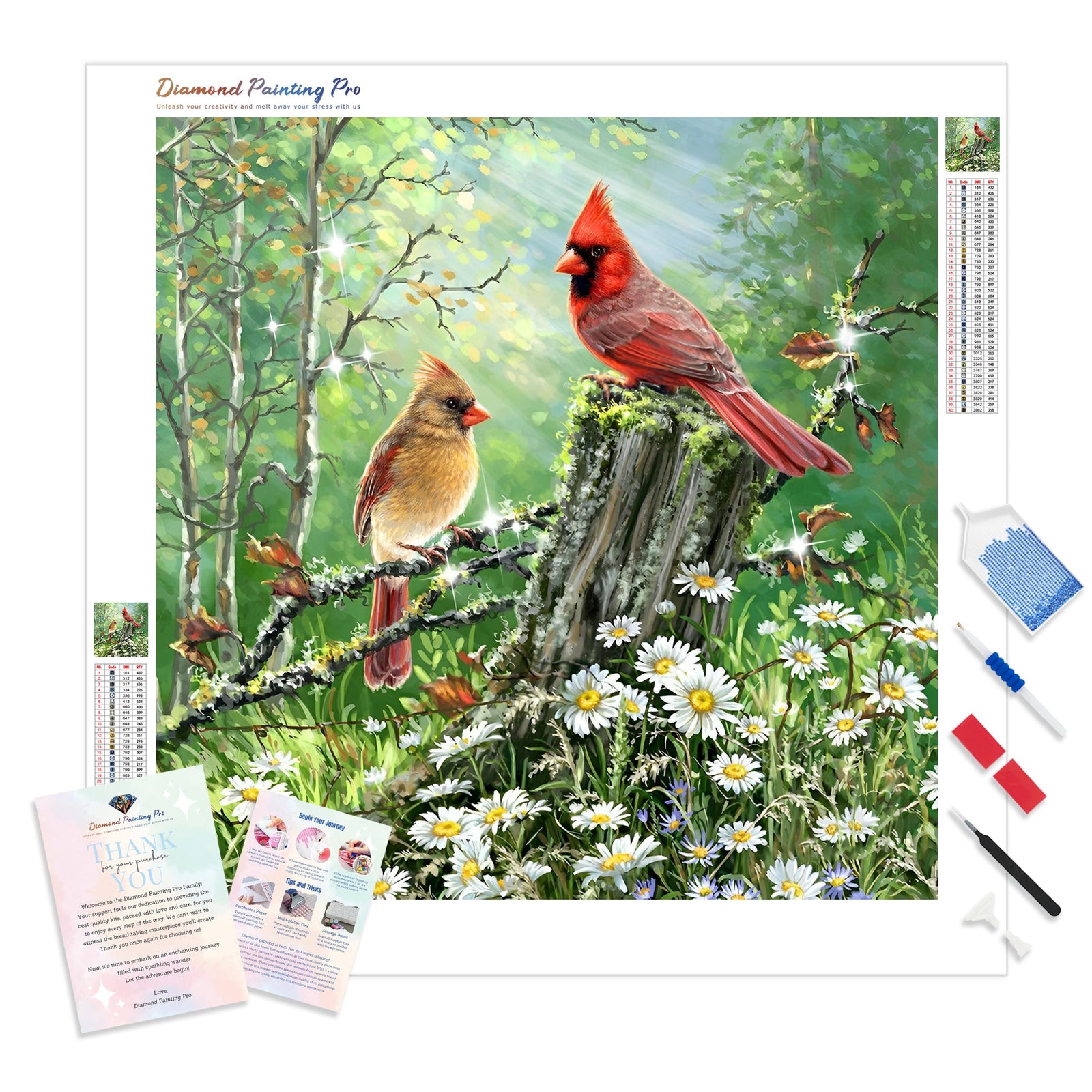 Beautiful Cardinal Bird | Diamond Painting Kit - Full Drill - Square or Round Diamonds with AB Drills Option