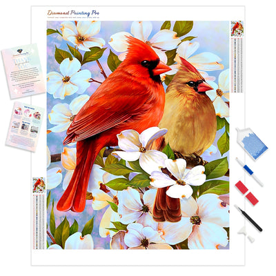 Cardinal Blossom Painting | Diamond Painting Kit - Full Drill - Square or Round Diamonds with AB Drills Option