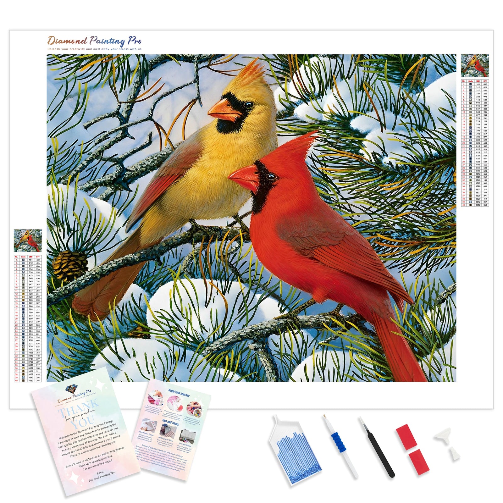 Cardinal Winter | Diamond Painting Kit - Full Drill - Square or Round Diamonds with AB Drills Option