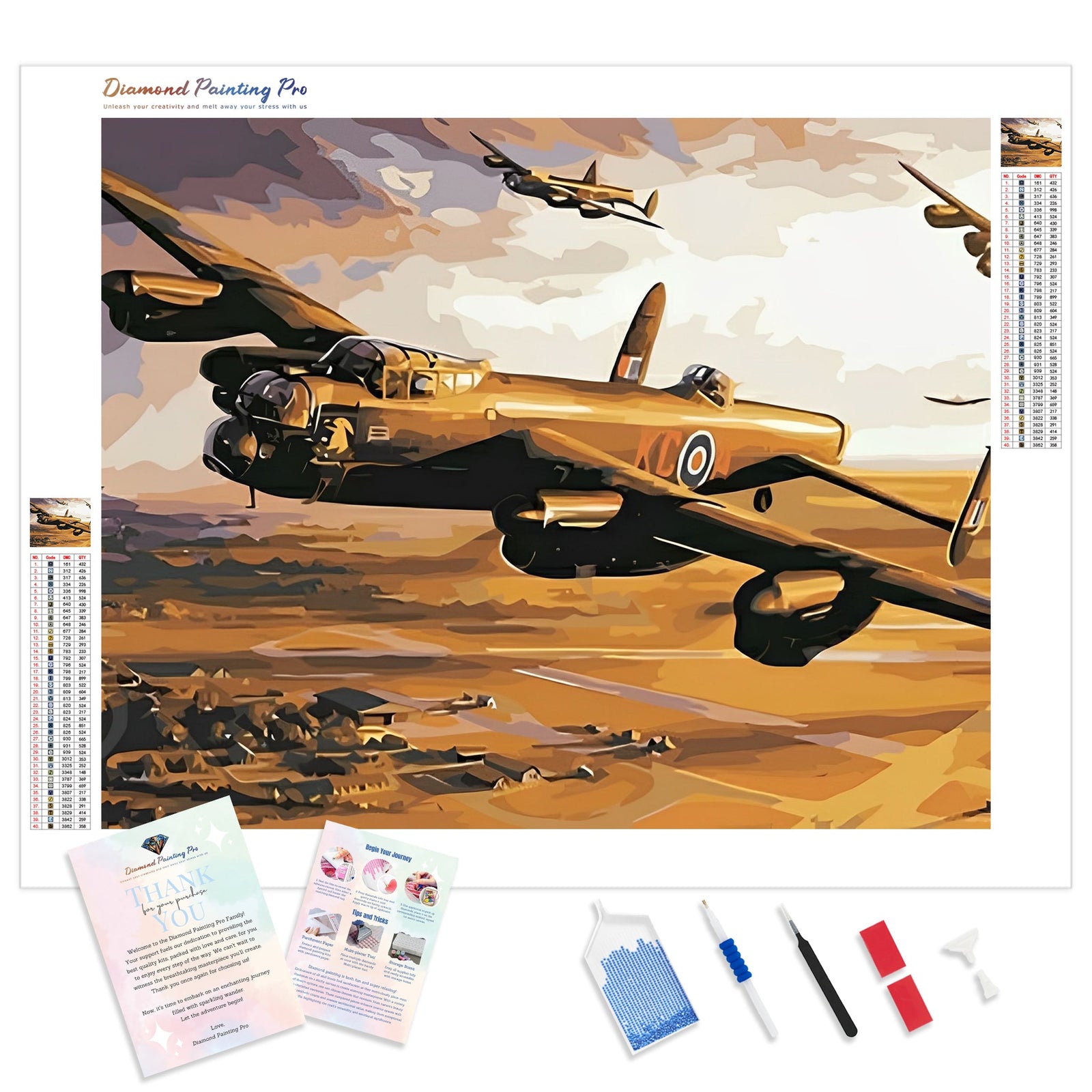 Avro Lancaster Bomber | Diamond Painting Kit - Full Drill - Square or Round Diamonds with AB Drills Option