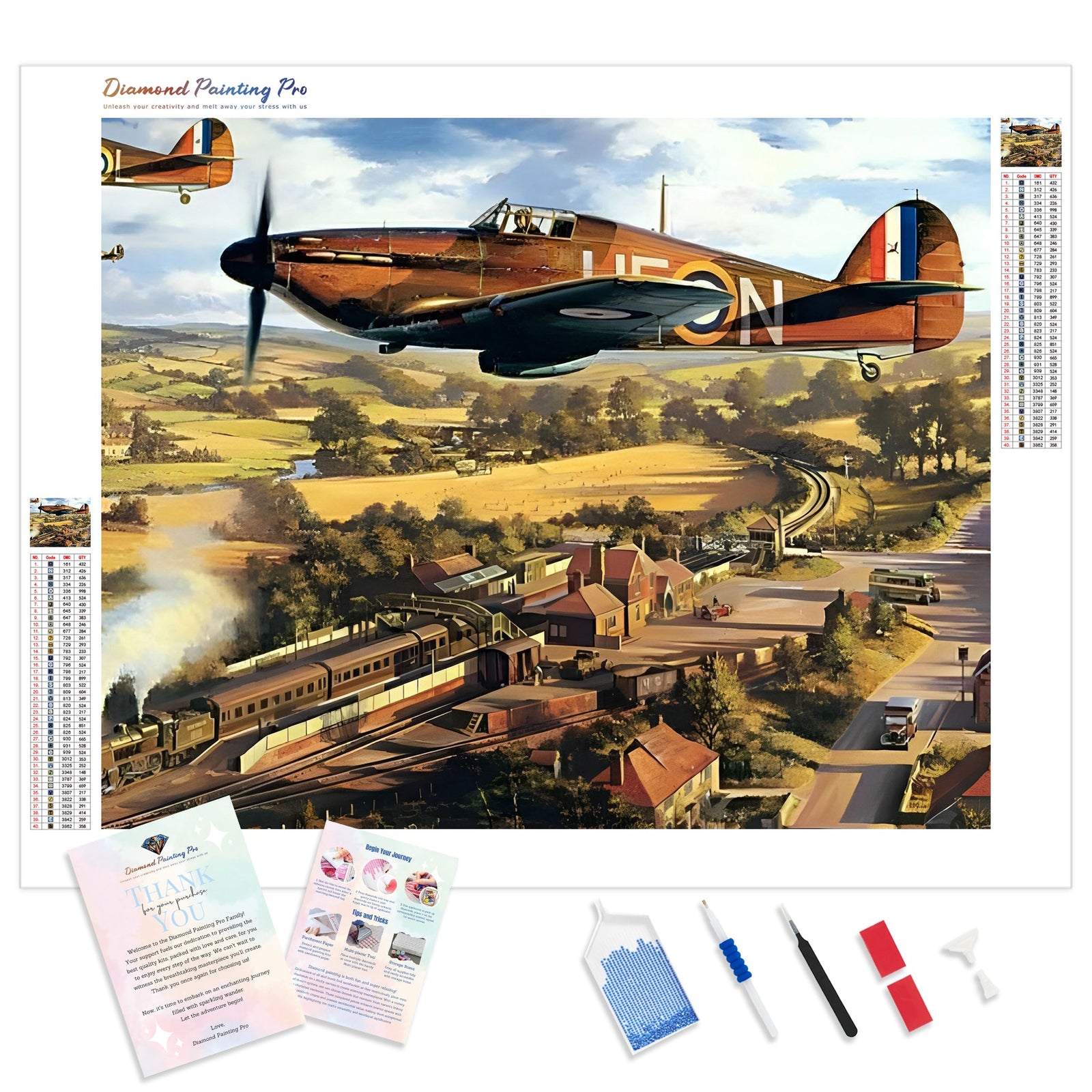 Warplane over Paris | Diamond Painting Kit - Full Drill - Square or Round Diamonds with AB Drills Option