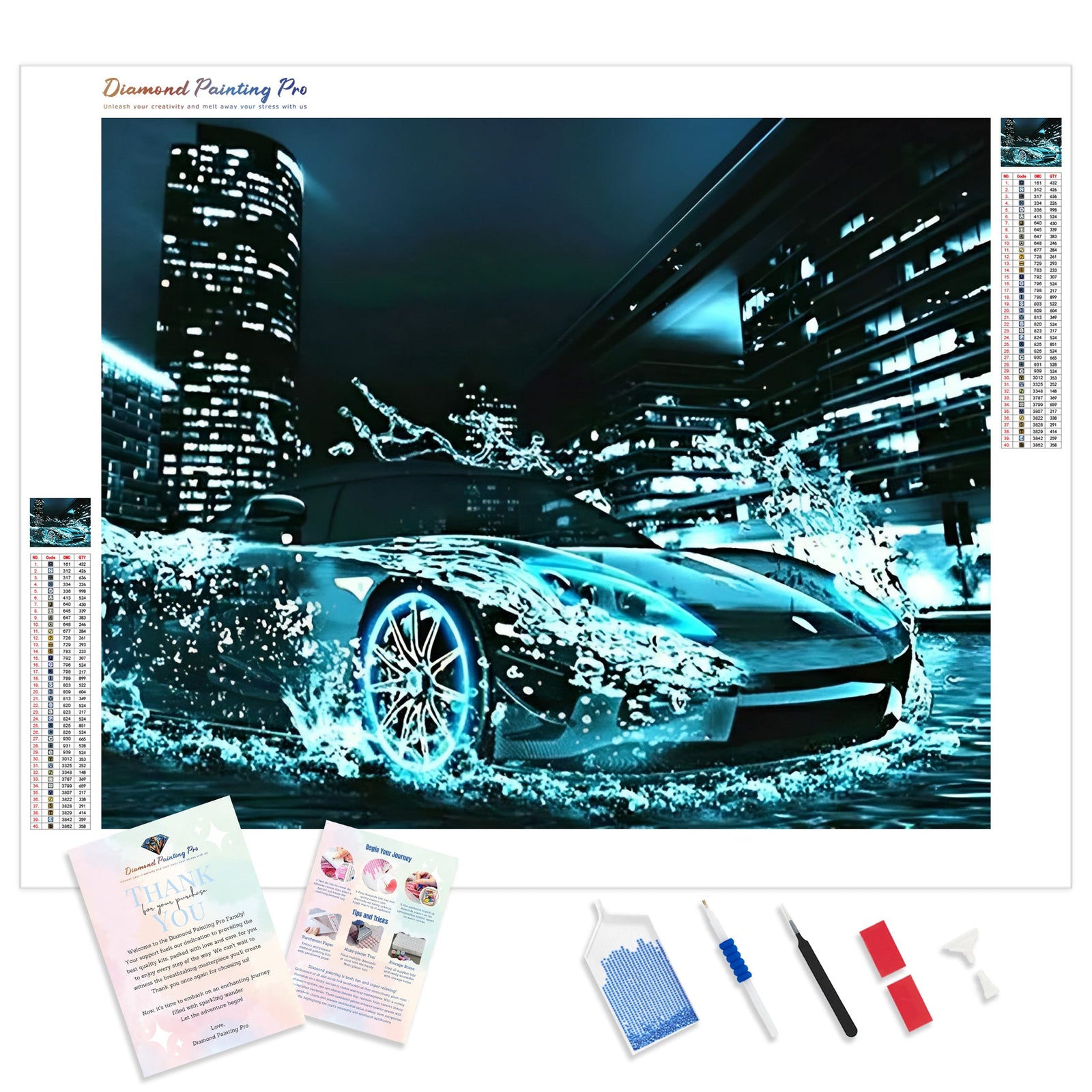 Lightning Fast Super Car | Diamond Painting Kit - Full Drill - Square or Round Diamonds with AB Drills Option