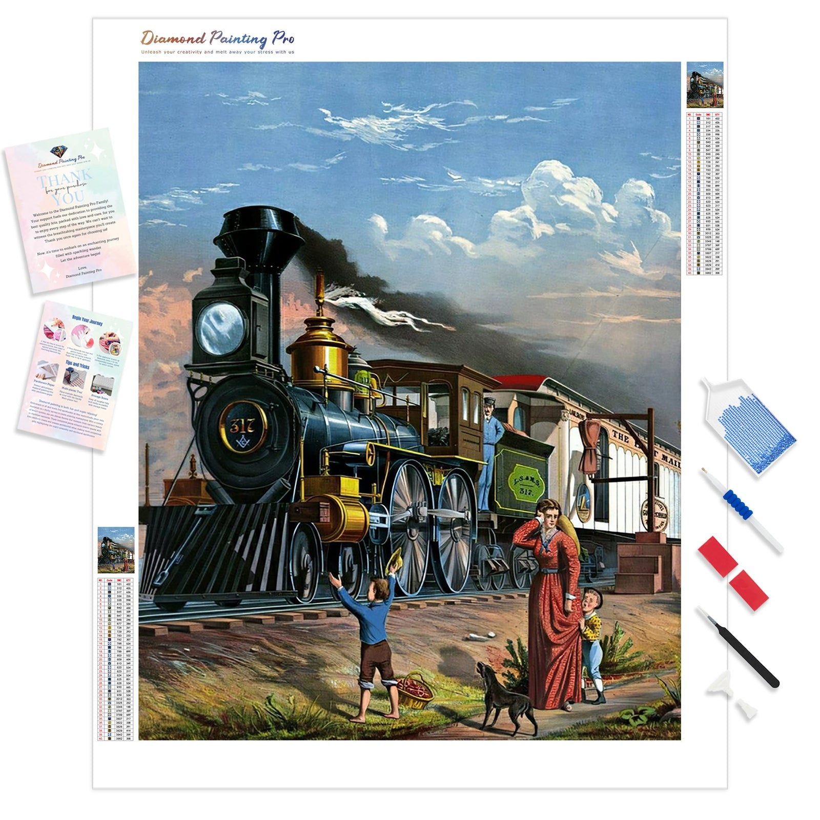 Old Steam Train | Diamond Painting Kit - Full Drill - Square or Round Diamonds with AB Drills Option